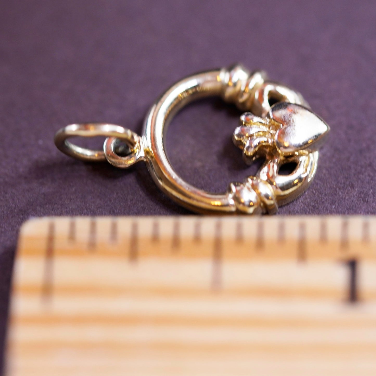 vermeil gold over sterling silver claddagh pendant, holding heart 925 charm