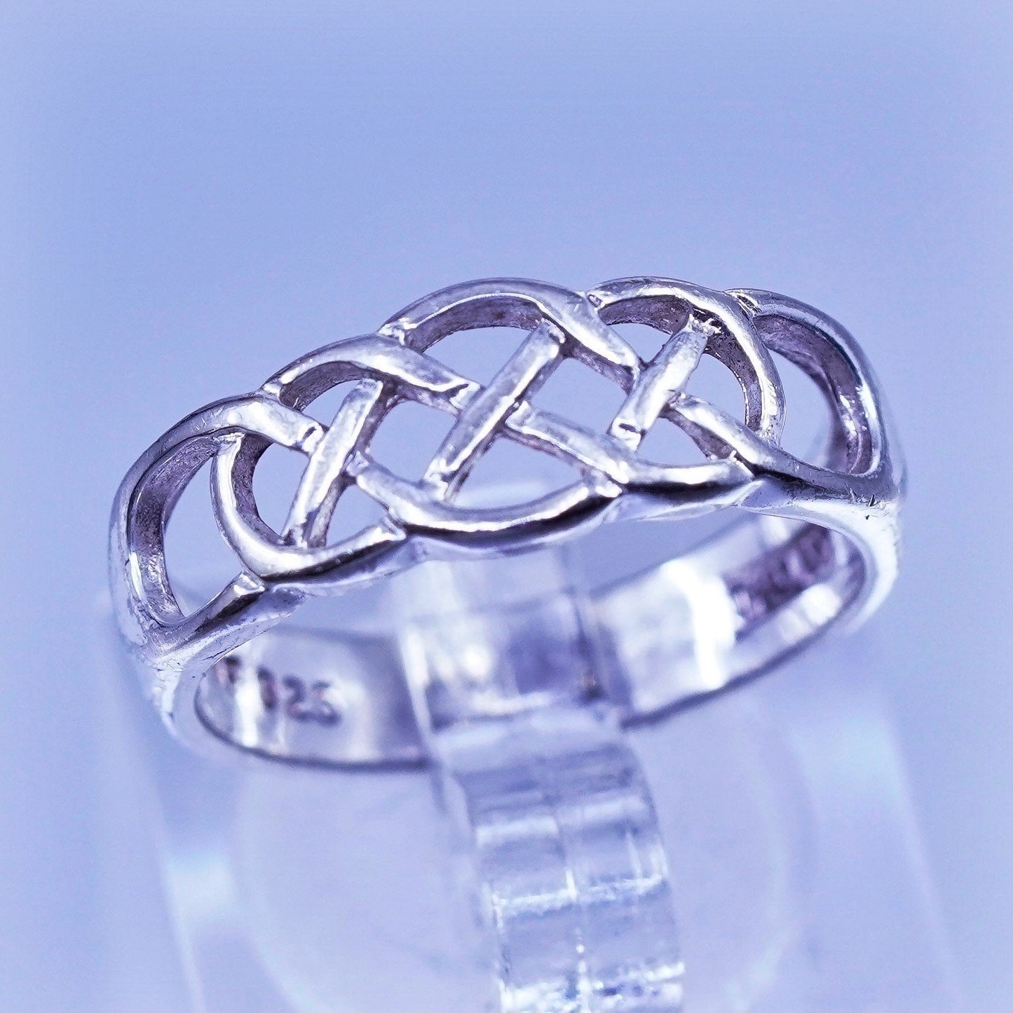 Size 7, Sterling 925 silver handmade ring, Irish Celtic braided textured band