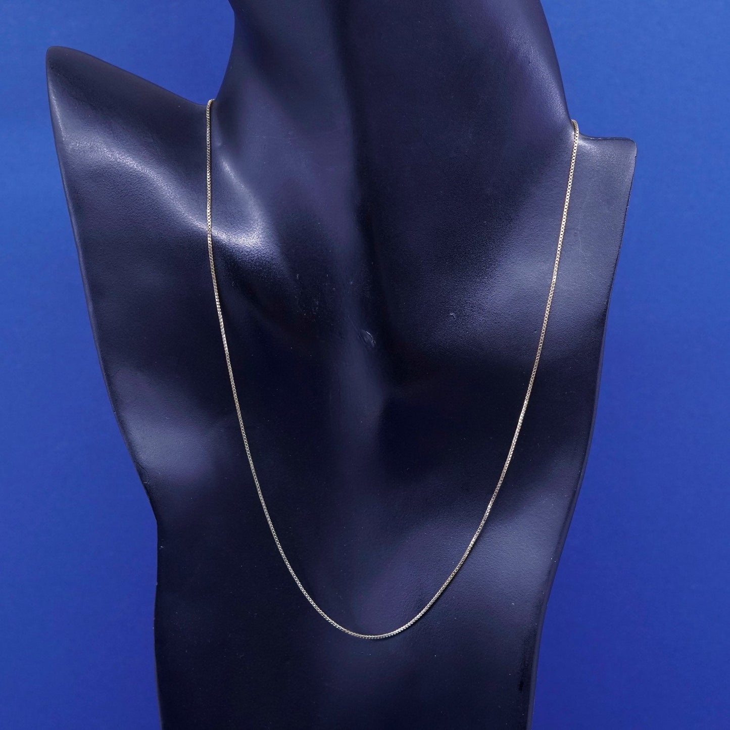 18", 1mm, vintage Sterling silver necklace, gold over 925 silver box chain