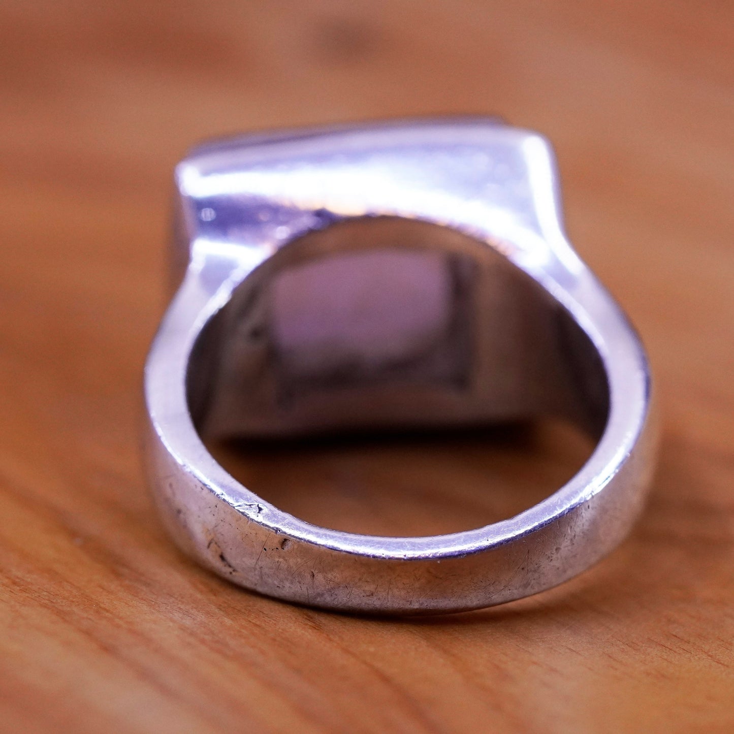 Size 10.5, vintage Sterling 925 silver handmade bold ring with pink Quartz
