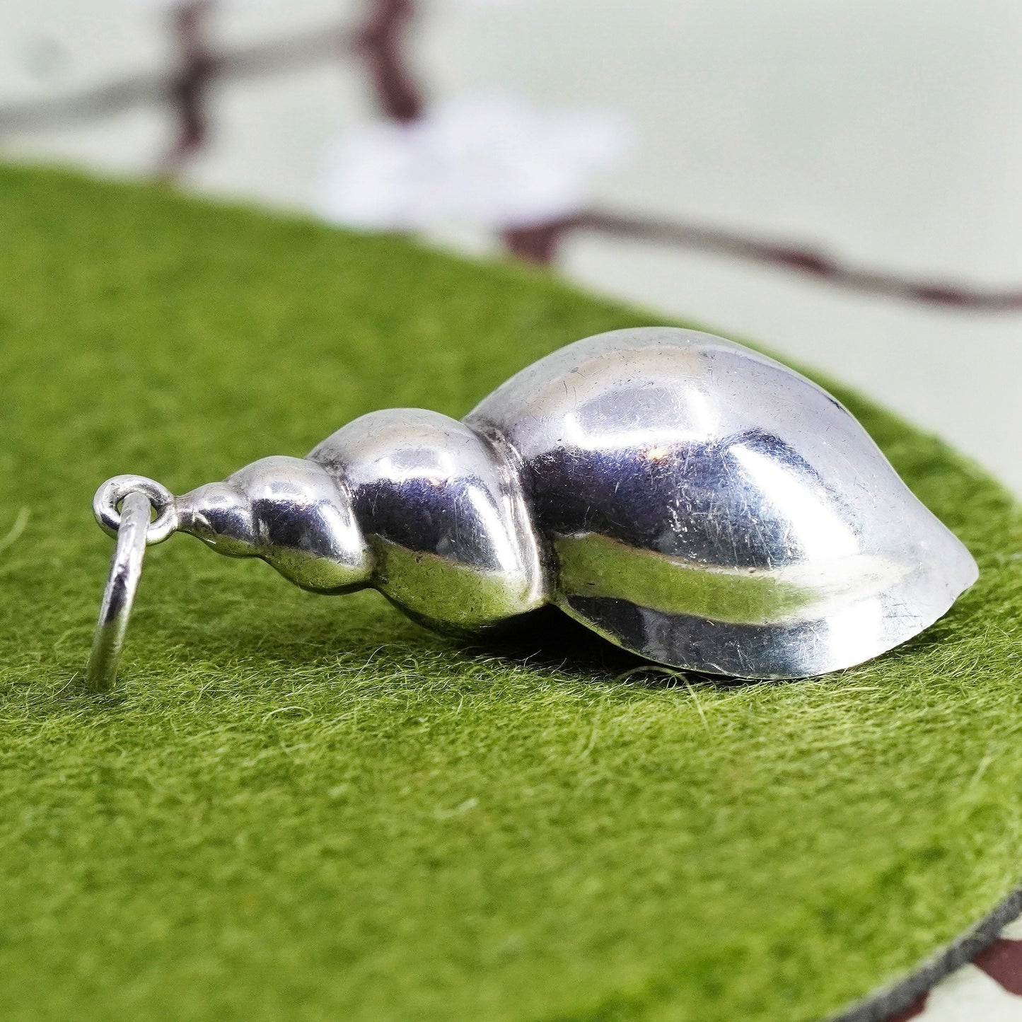 Vintage sterling silver handmade pendant, 925 shell