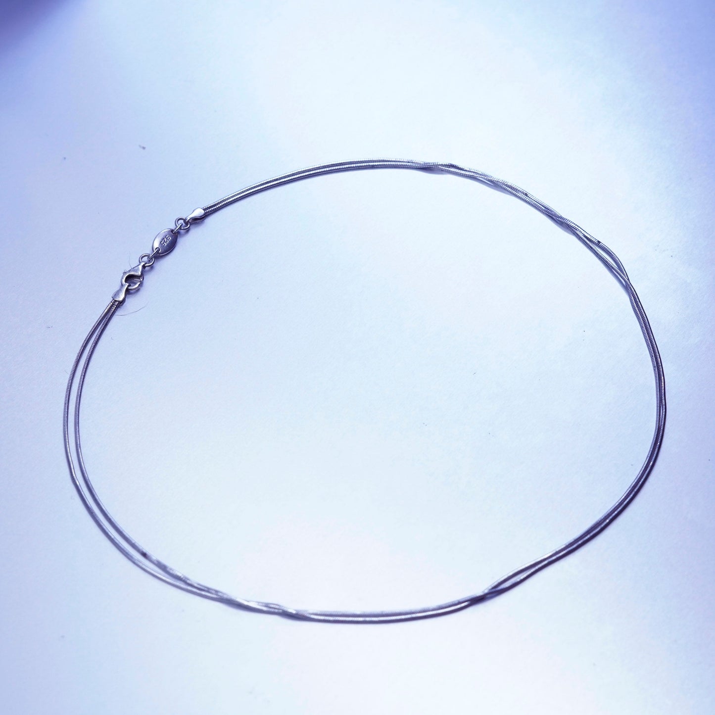 16”, vintage fossil Sterling 925 silver double strands snake necklace