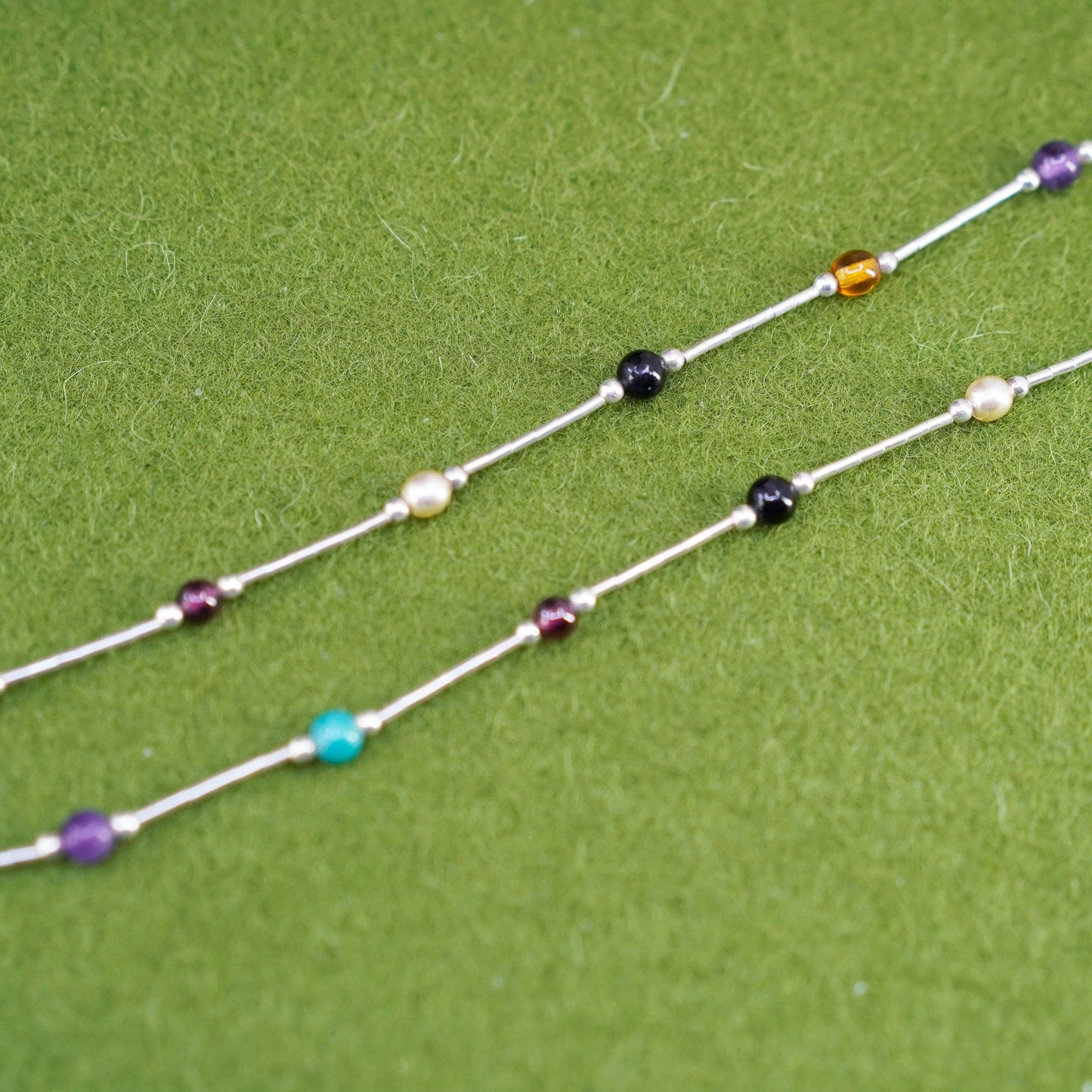 16”, Sterling silver handmade necklace, 925 chain with amethyst gemstones beads