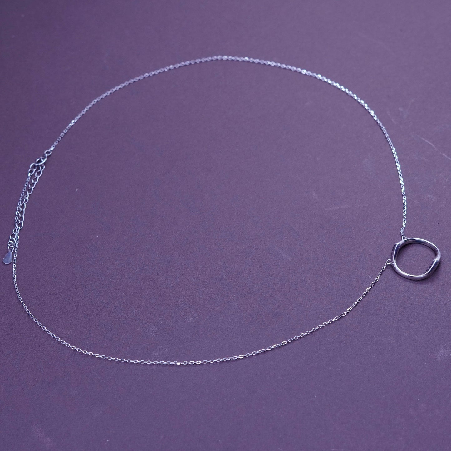 16+2”, vintage Sterling silver necklace, 925 circle chain with circle pendant