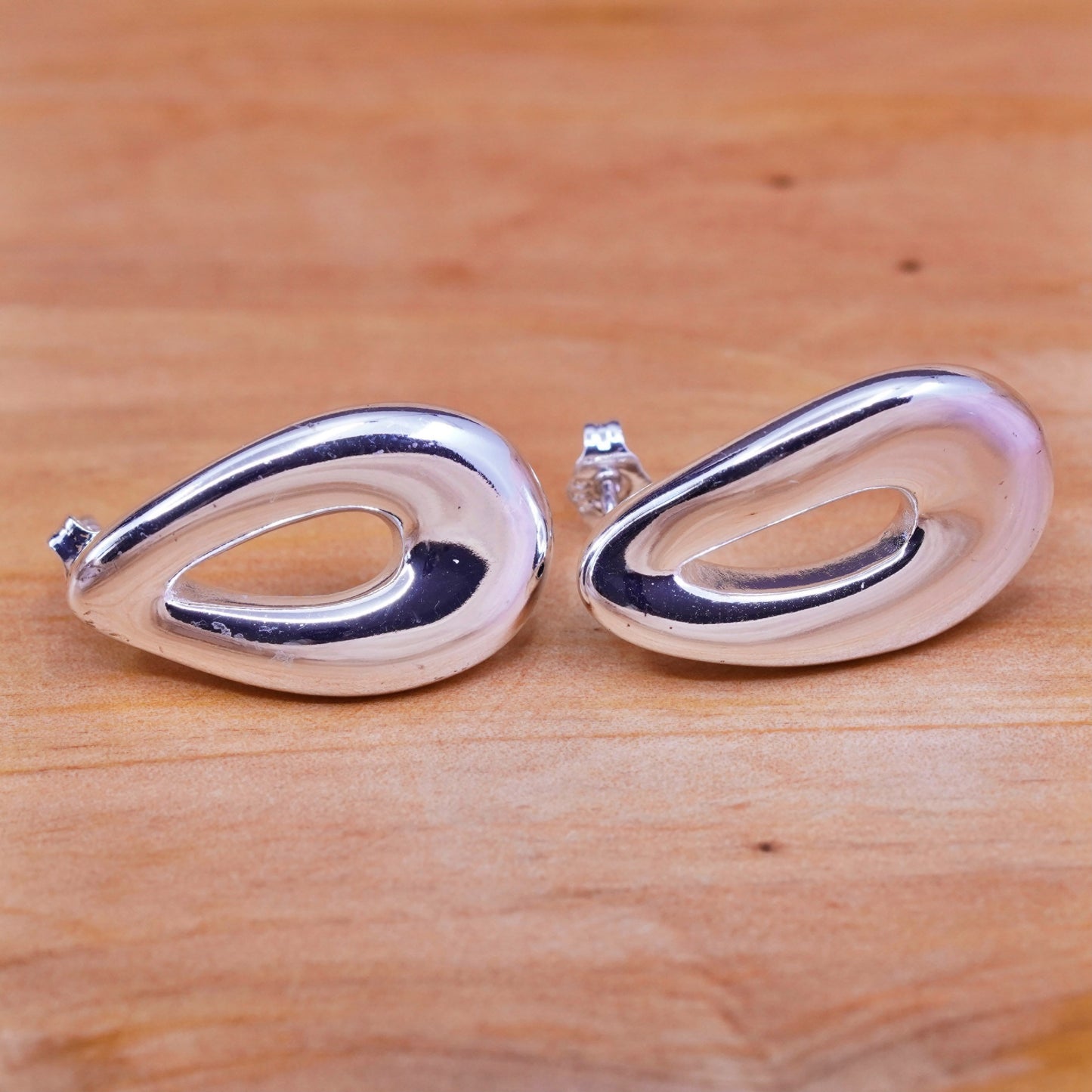 Vintage Sterling silver handmade earrings, 925 teardrop studs