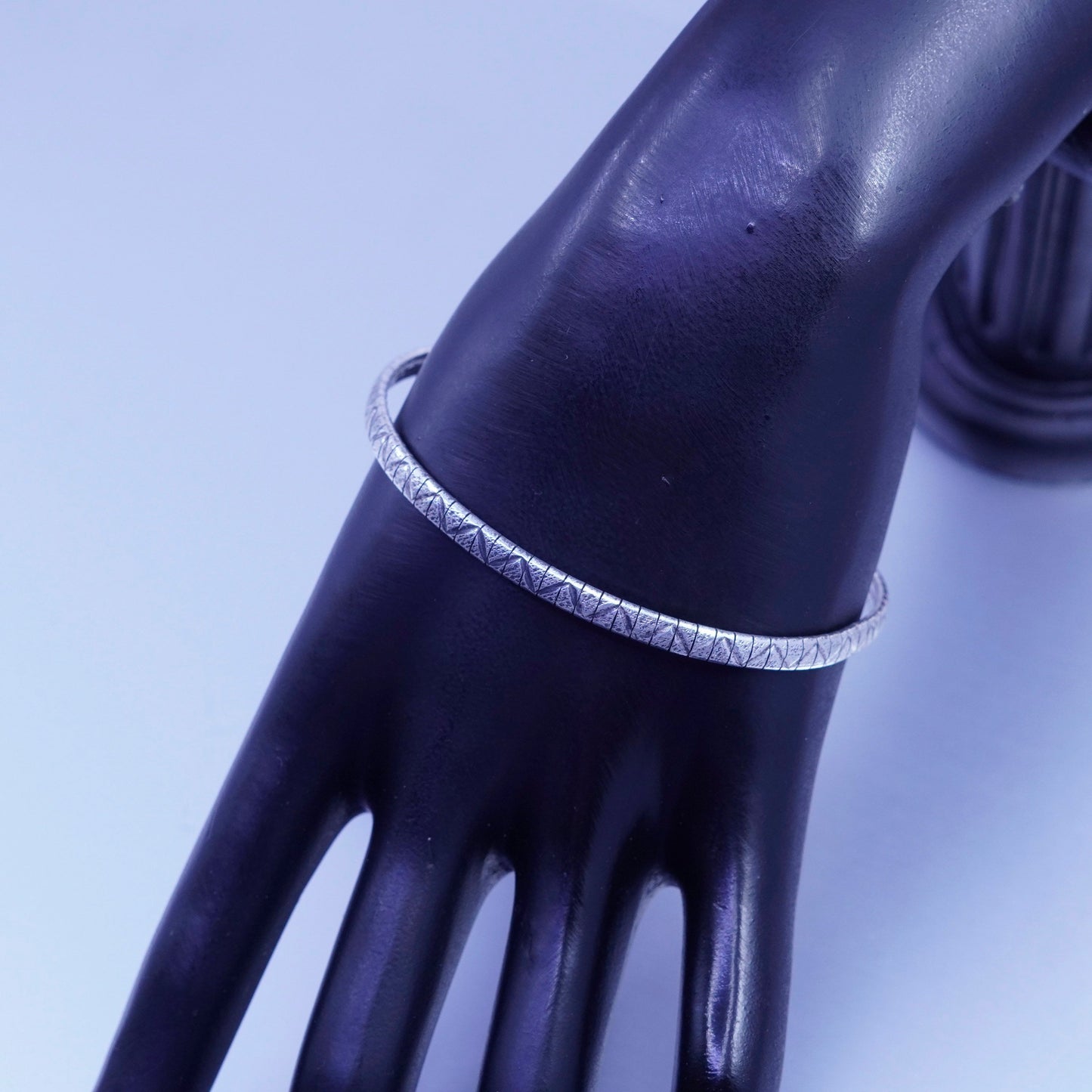 8”, Vintage Italy Sterling 925 silver handmade bracelet, textured omega chain