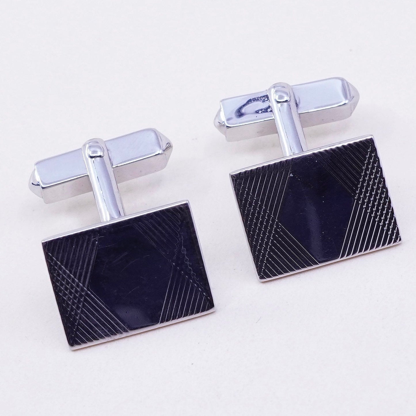 Vintage modern simple sterling silver cuff link, 925 cufflink