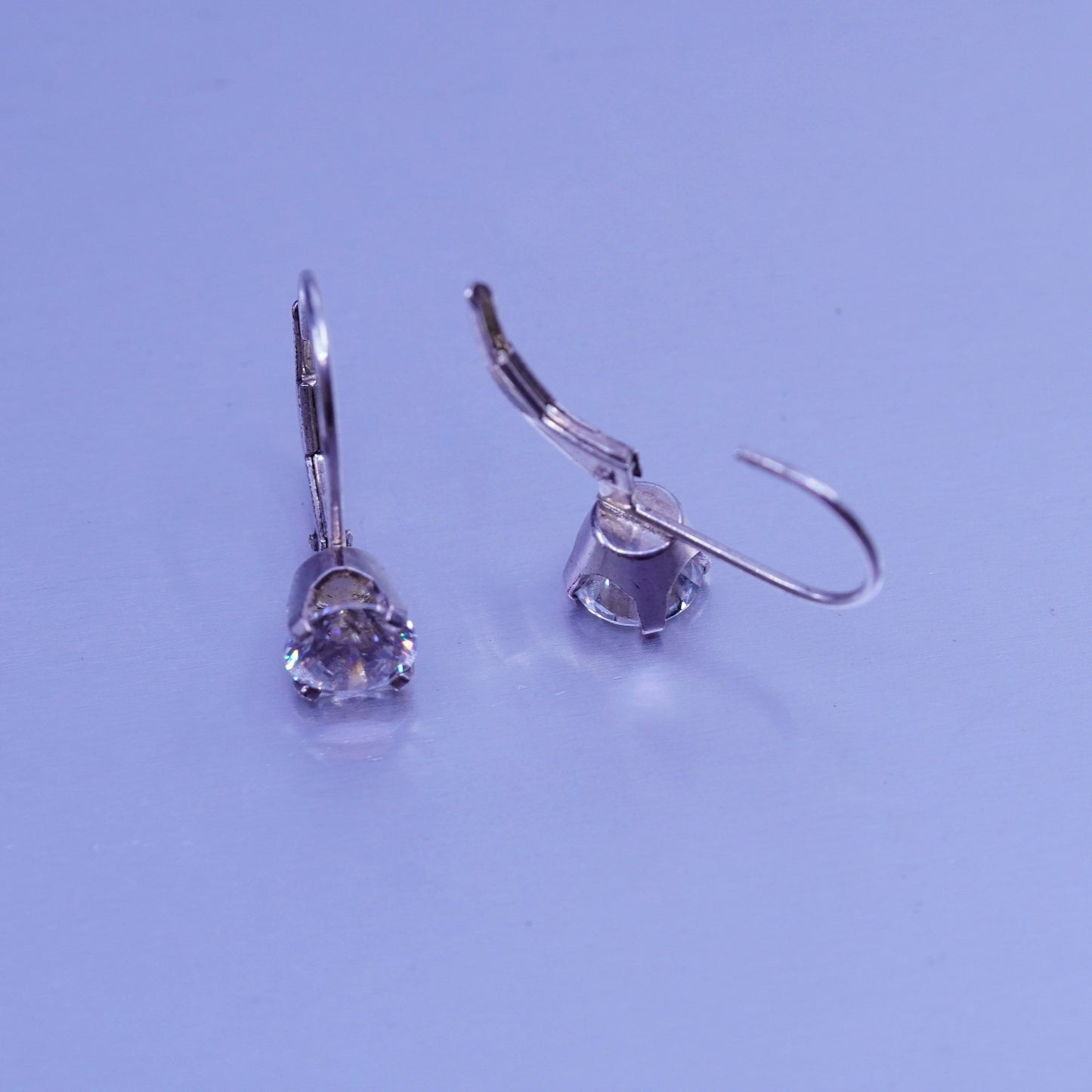 Vintage Sterling 925 silver earrings with dangle and Cz