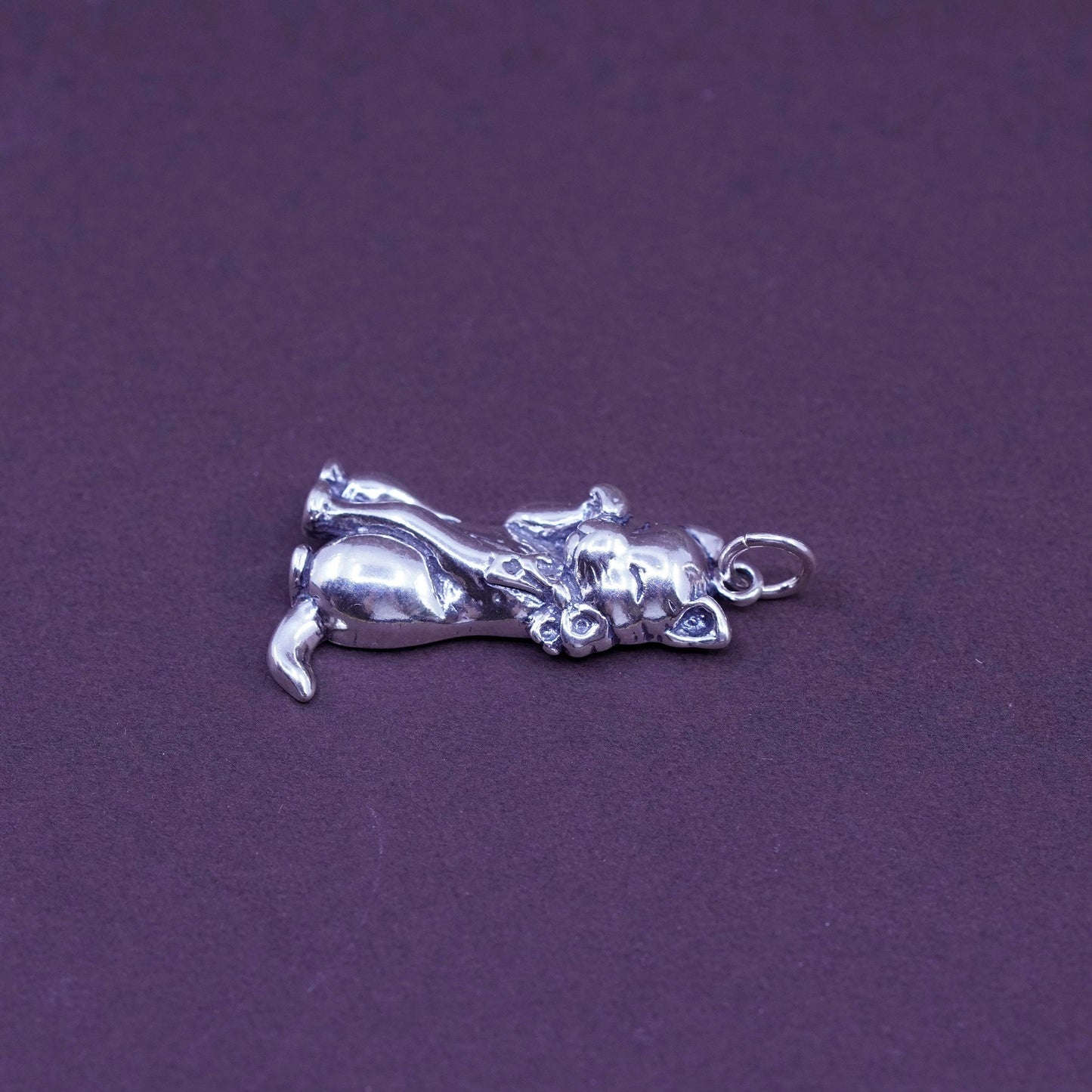 Vintage Sterling silver handmade pendant, 925 silver cat, kitty pendant