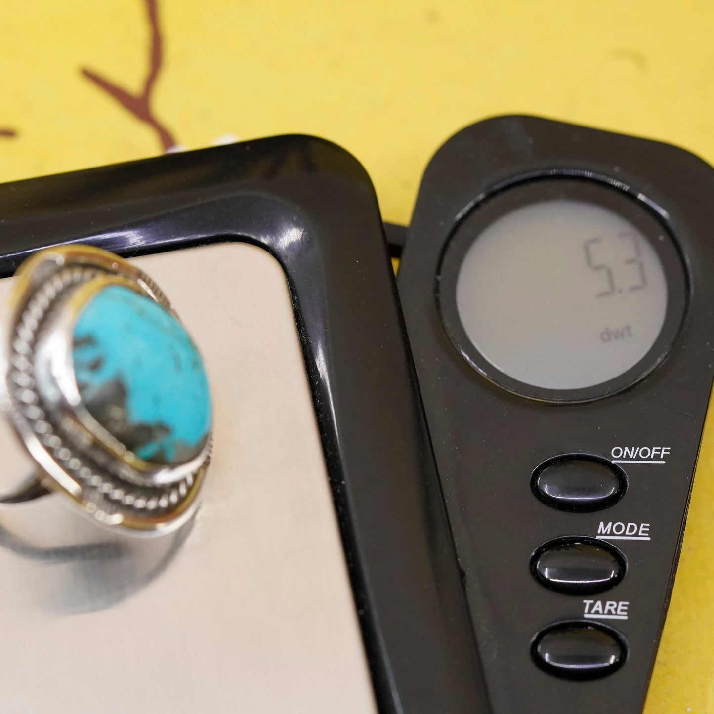 Size 5, Sterling 925 silver ring, Native American, Navajo creek turquoise