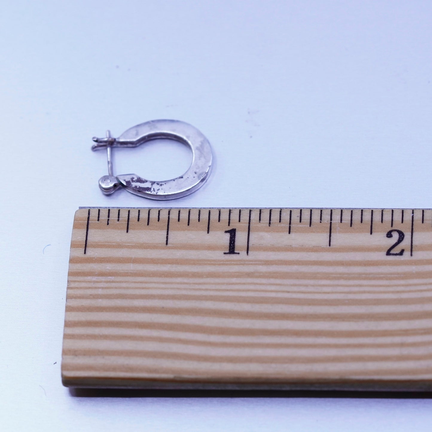 0.5”, vintage Sterling silver handmade earrings, 925 flatten hoops