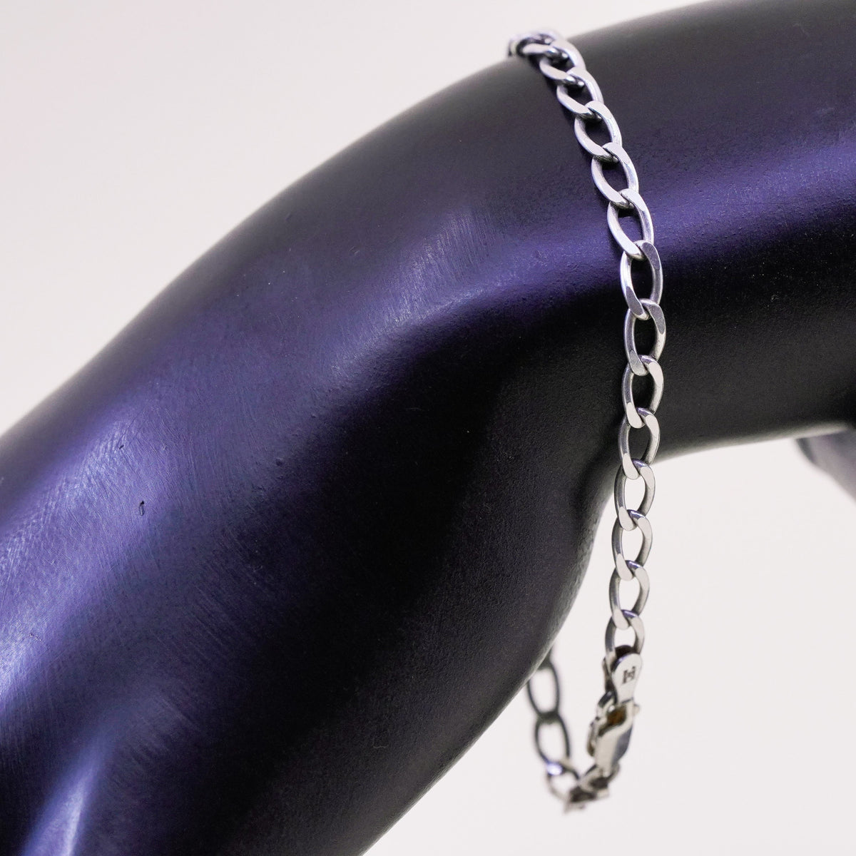 7.25”, Vintage milor sterling silver flatten curb bracelet, bold 925 men chain
