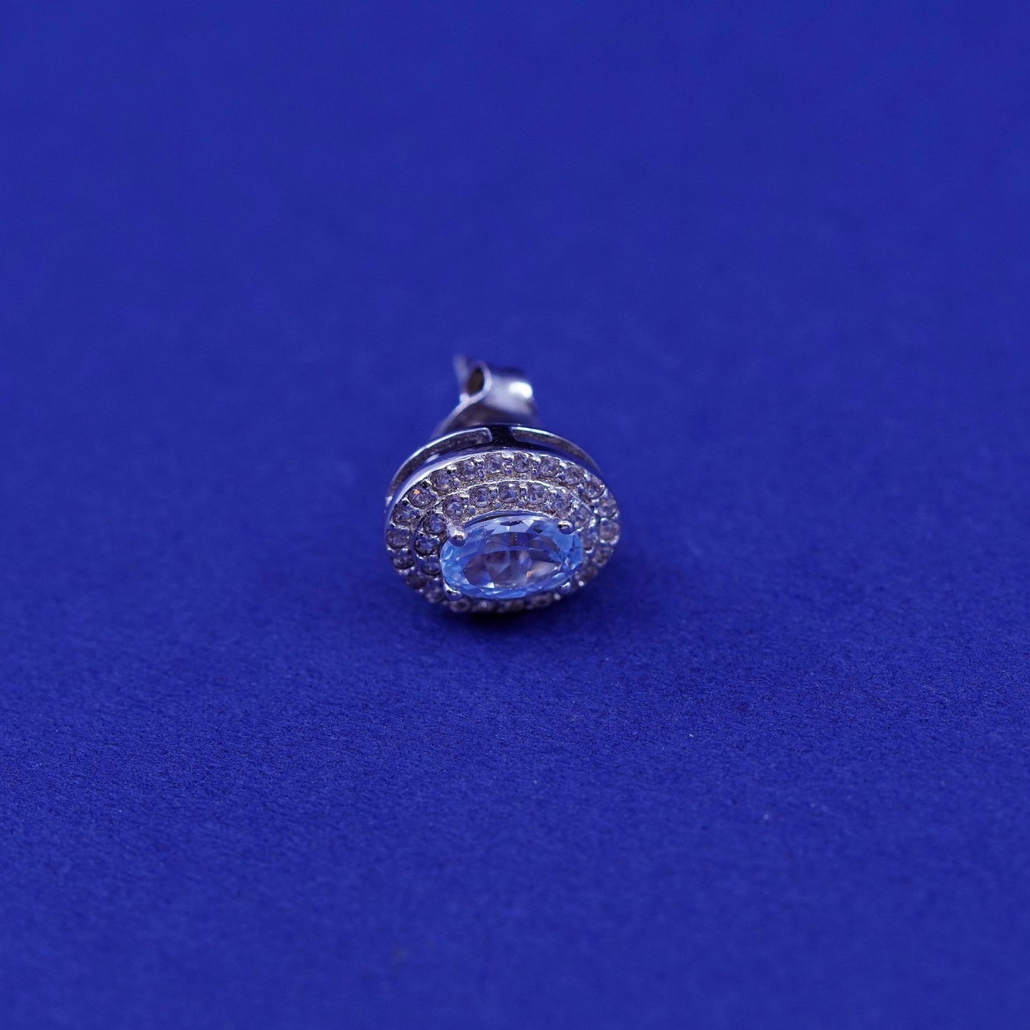 Vintage Sun sterling silver handmade earrings, 925 studs with topaz and cz