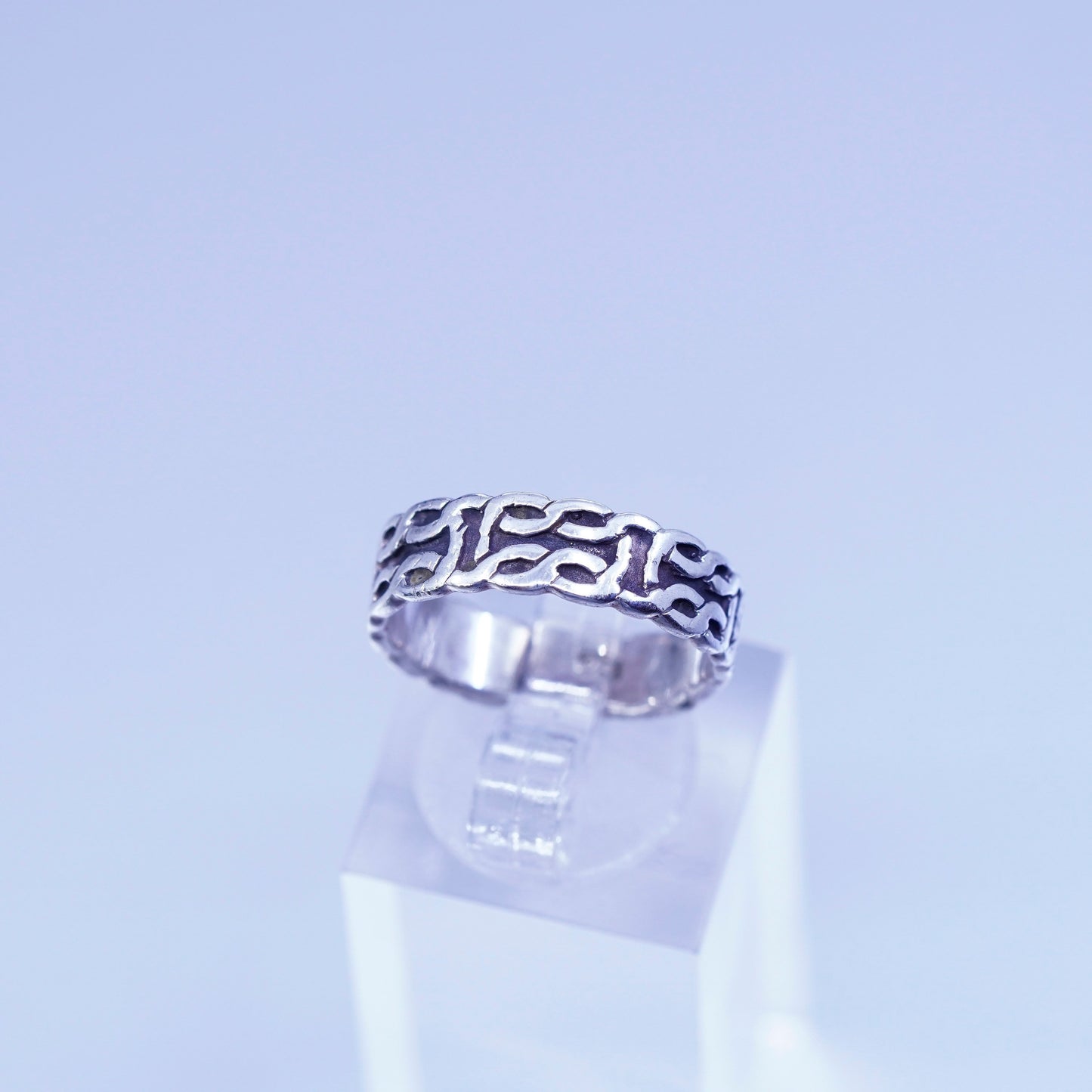 sz 7, southwestern Sterling 925 silver handmade ring, modern wavy textured band