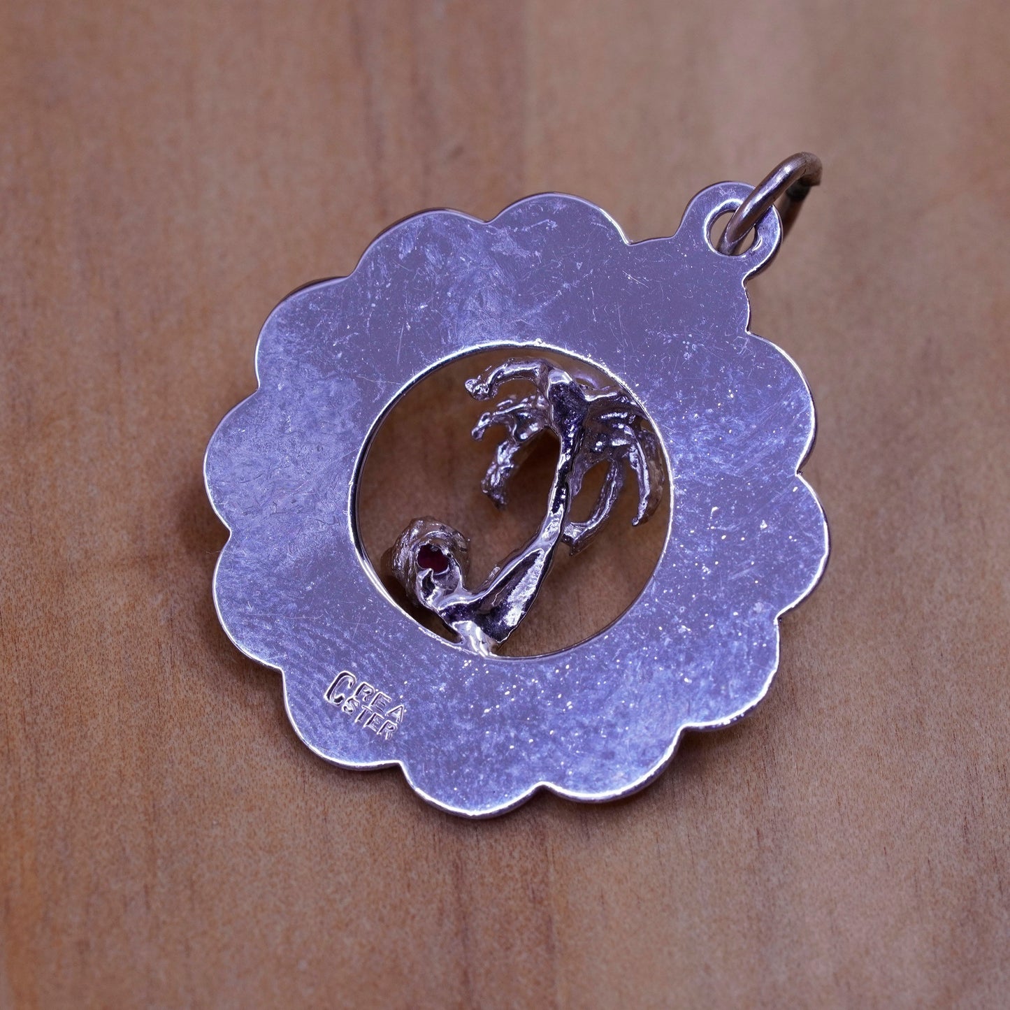 Sterling silver charm, 925 pendant engraved “Virgin Islands” Palm tree pearl