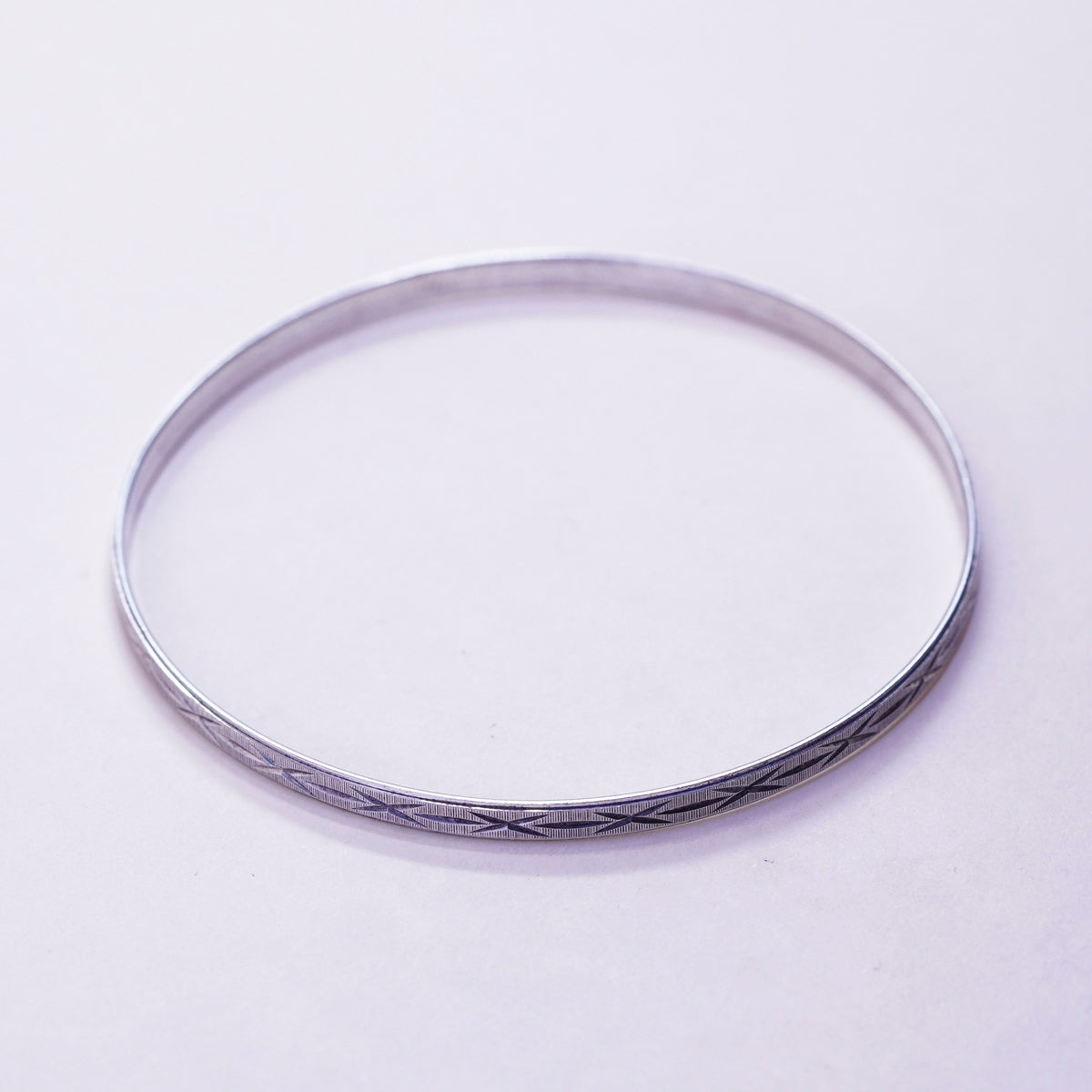 8.5”, vtg Italy milor sterling 925 silver handmade textured bracelet, bangle