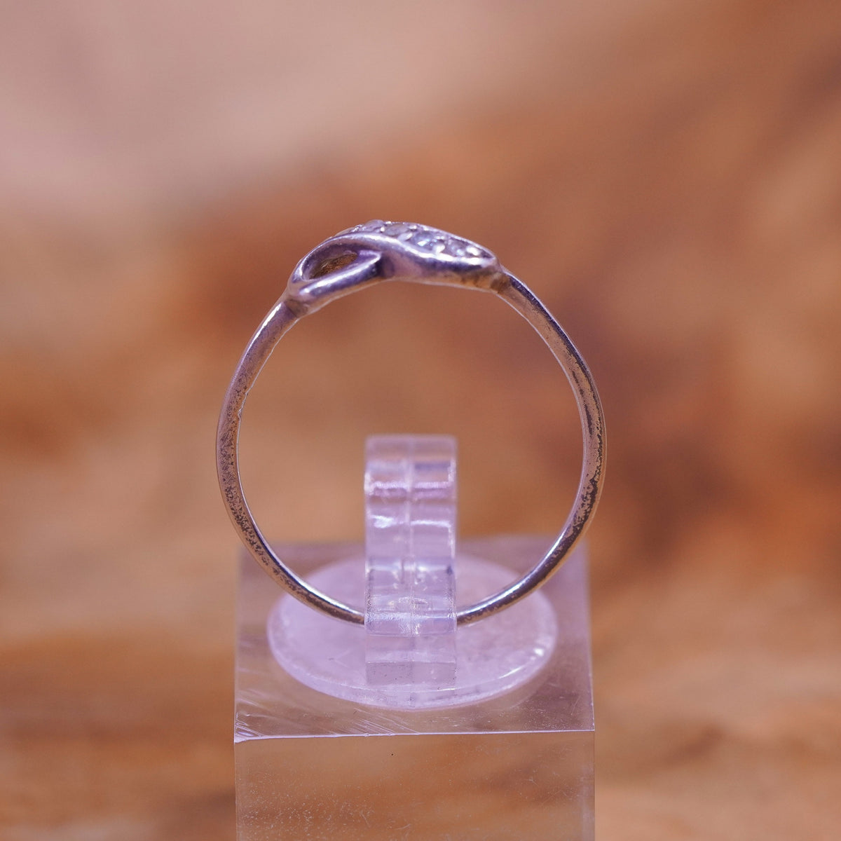 Size 8, vintage Sterling silver handmade ring with Cz, 925 infinity band