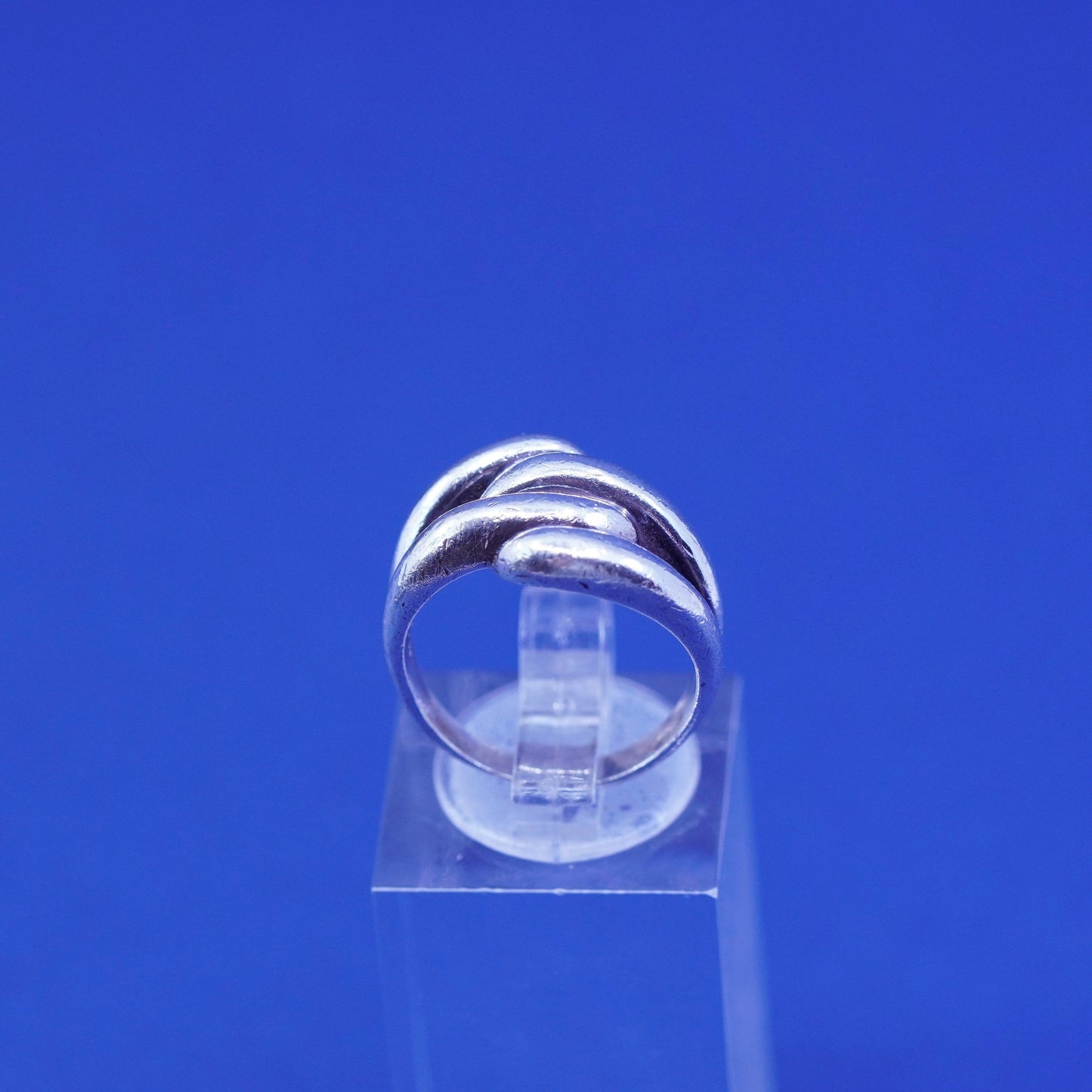 Size 6, vintage Sterling silver handmade ribbed ring, 925 statement band