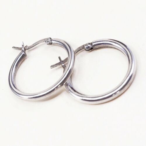 1”, Italy 925 Sterling Silver Hoop Pierced Earrings, 925 silver huggie