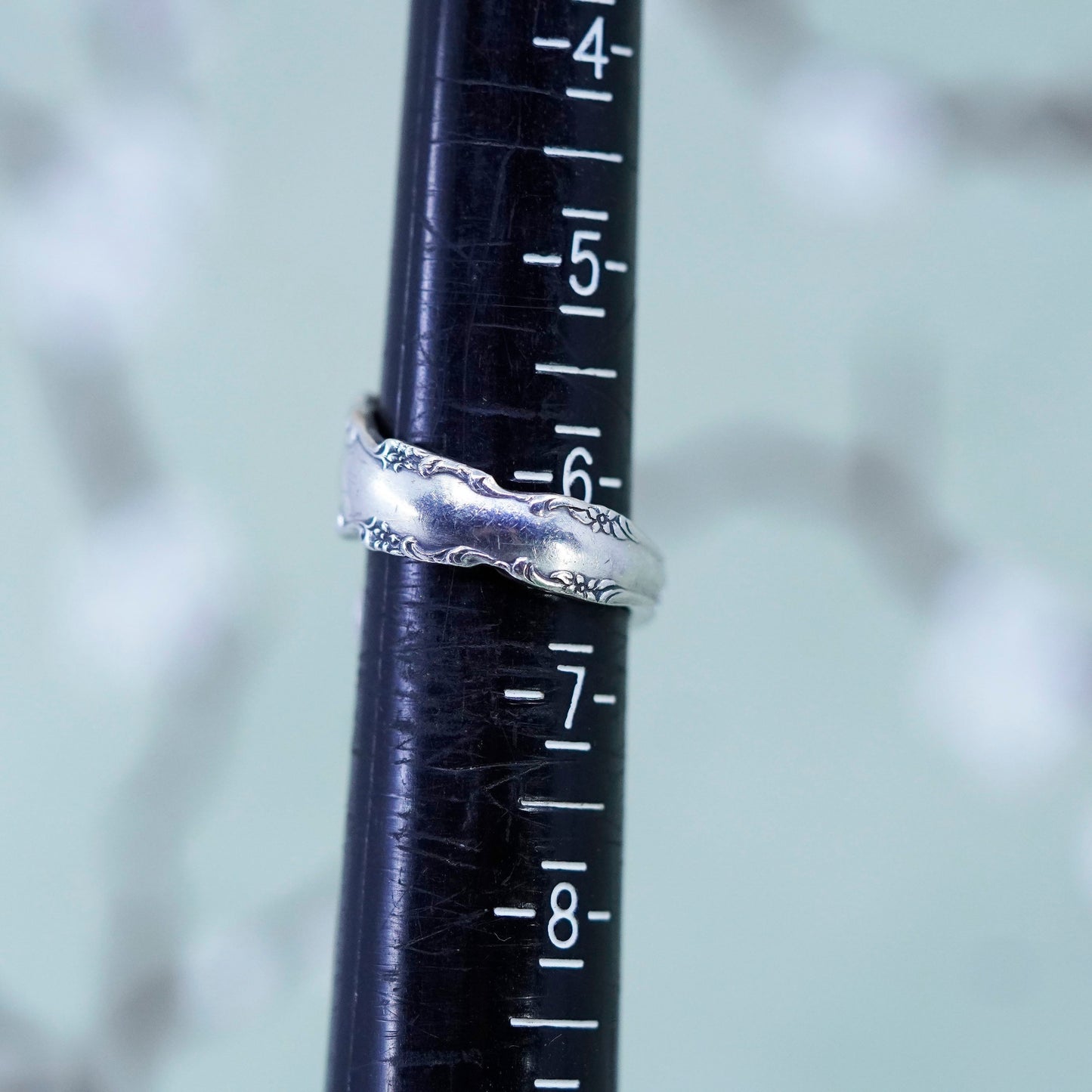 Size 6.25, Vintage Sterling 925 silver handmade spoon wrap ring