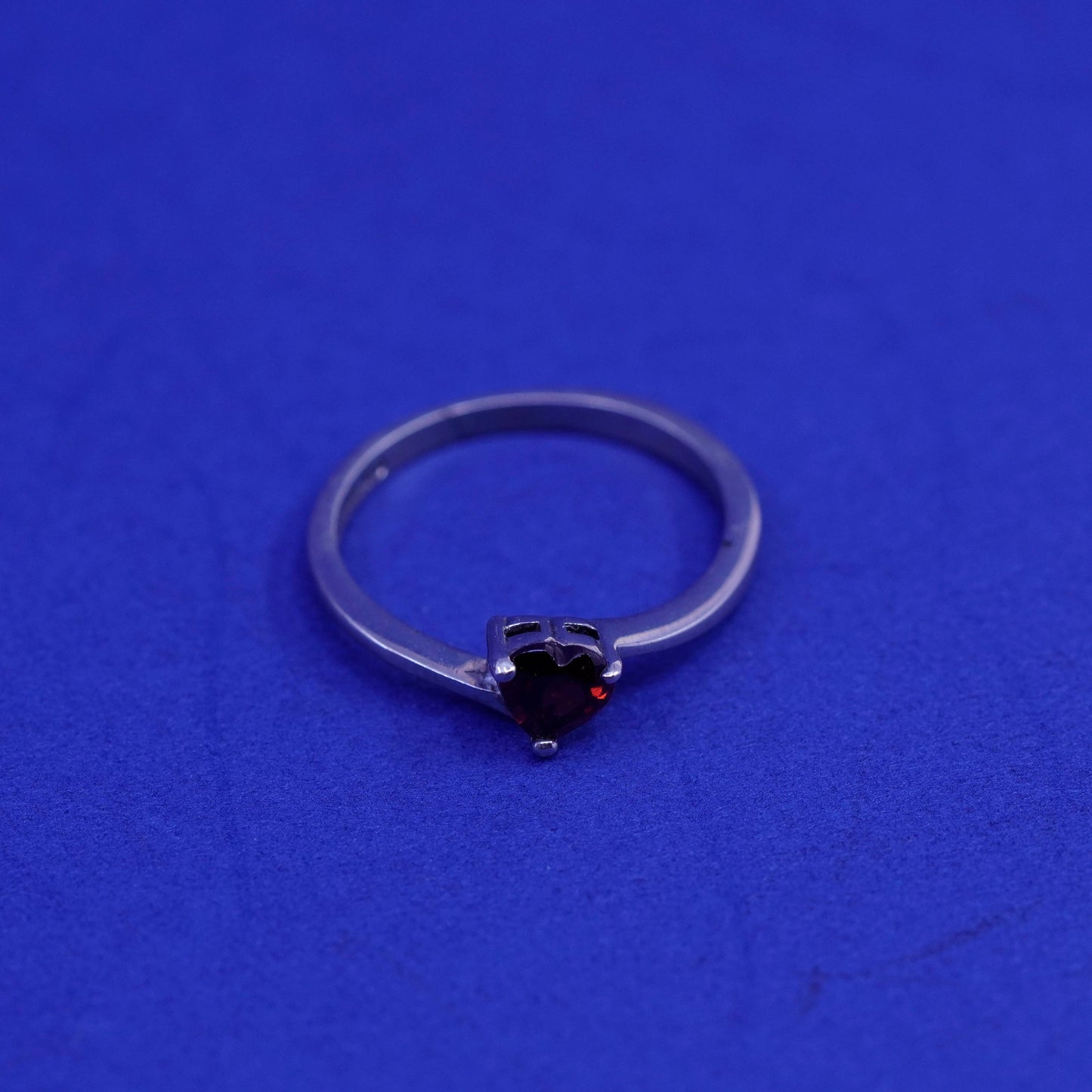 Size 7.25, vintage Sterling 925 silver handmade ring, 925 band with heart ruby