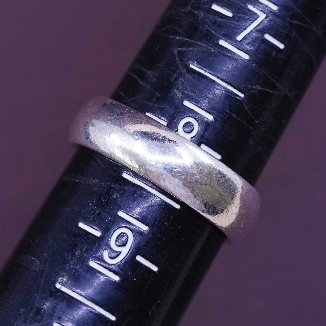 sz 8.25, vtg BSD Sterling silver prayer ring, 925 band w/ "cross" engraved