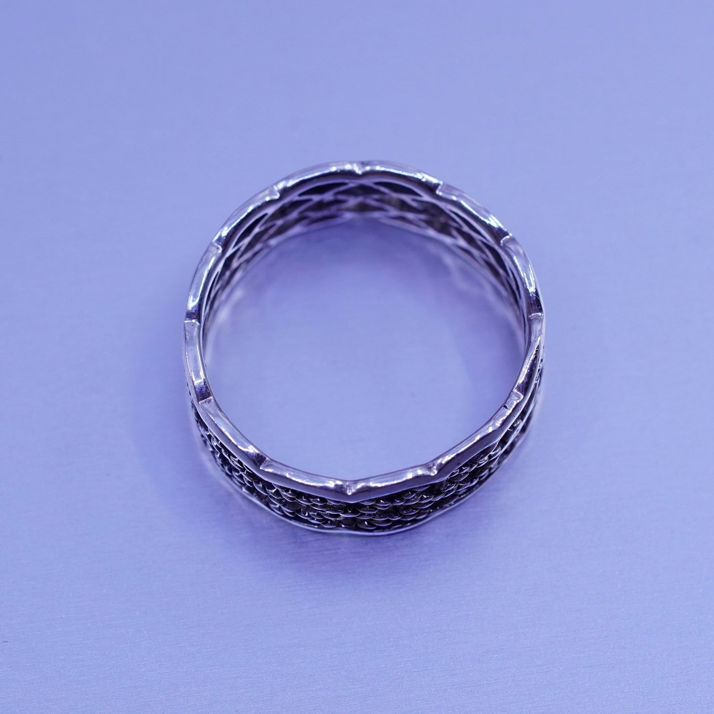 Size 7.5, vintage Sterling 925 silver handmade ring, filigree band