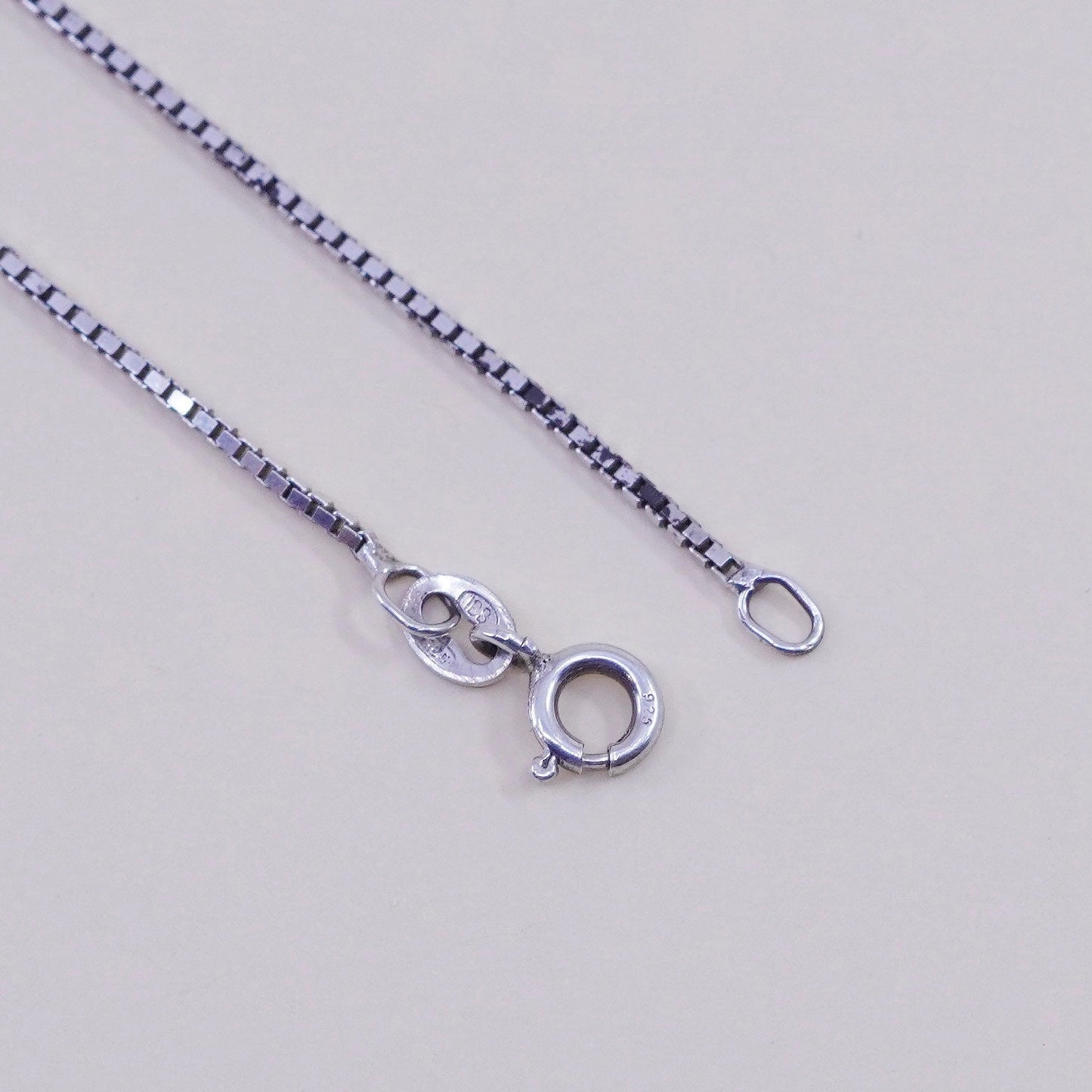 23”, 1mm, Vintage Italian sterling 925 silver box chain, necklace