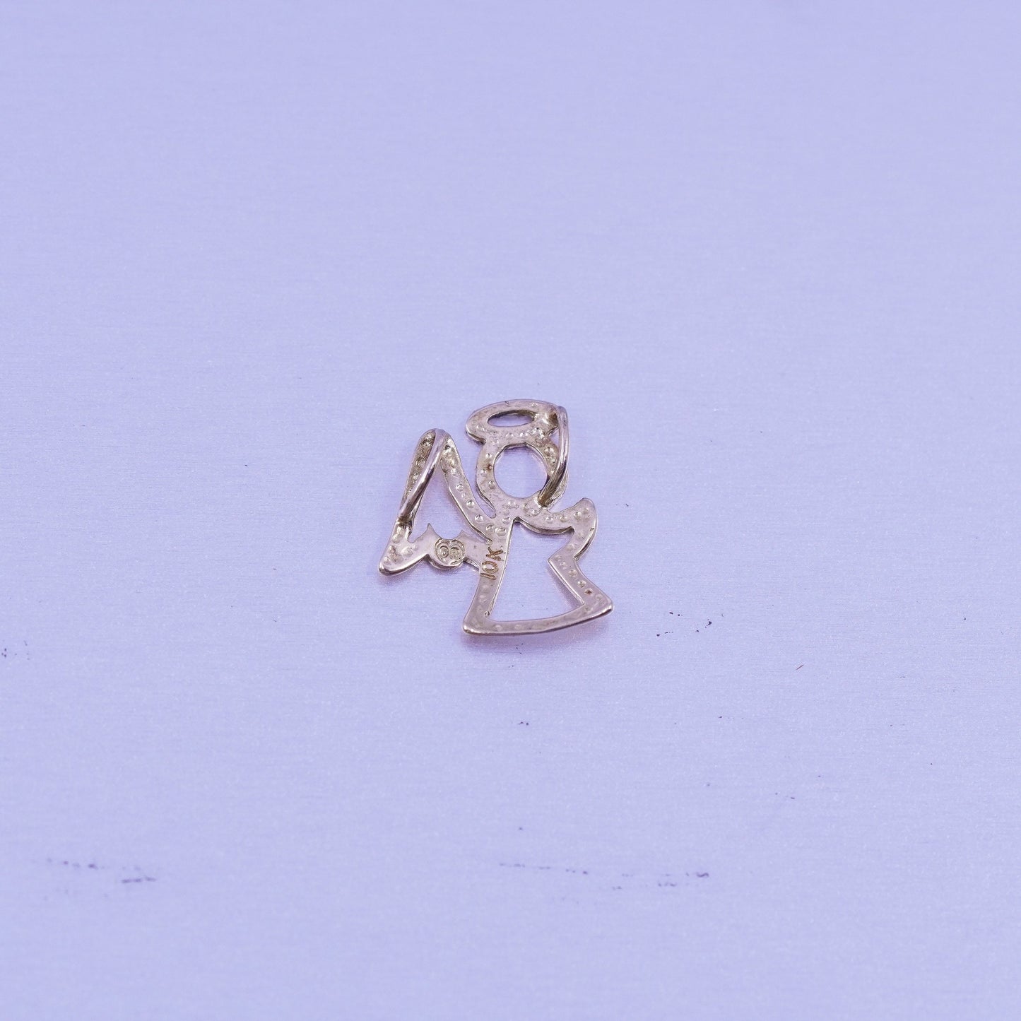 Antique 10K yellow gold handmade charm, tiny Angel pendant