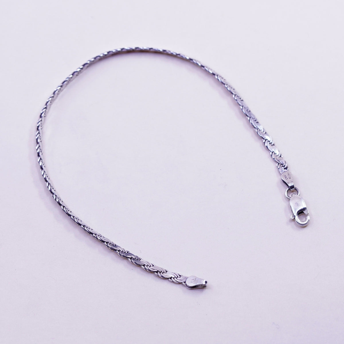 7.75”, Vintage sterling 925 silver flatten curb bracelet