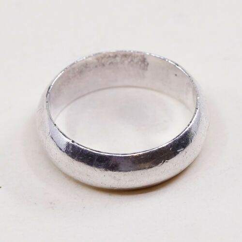 Sz 6, Vtg Sterling Silver Handmade Wedding Ring, 925 Silver Band, Stamped 925