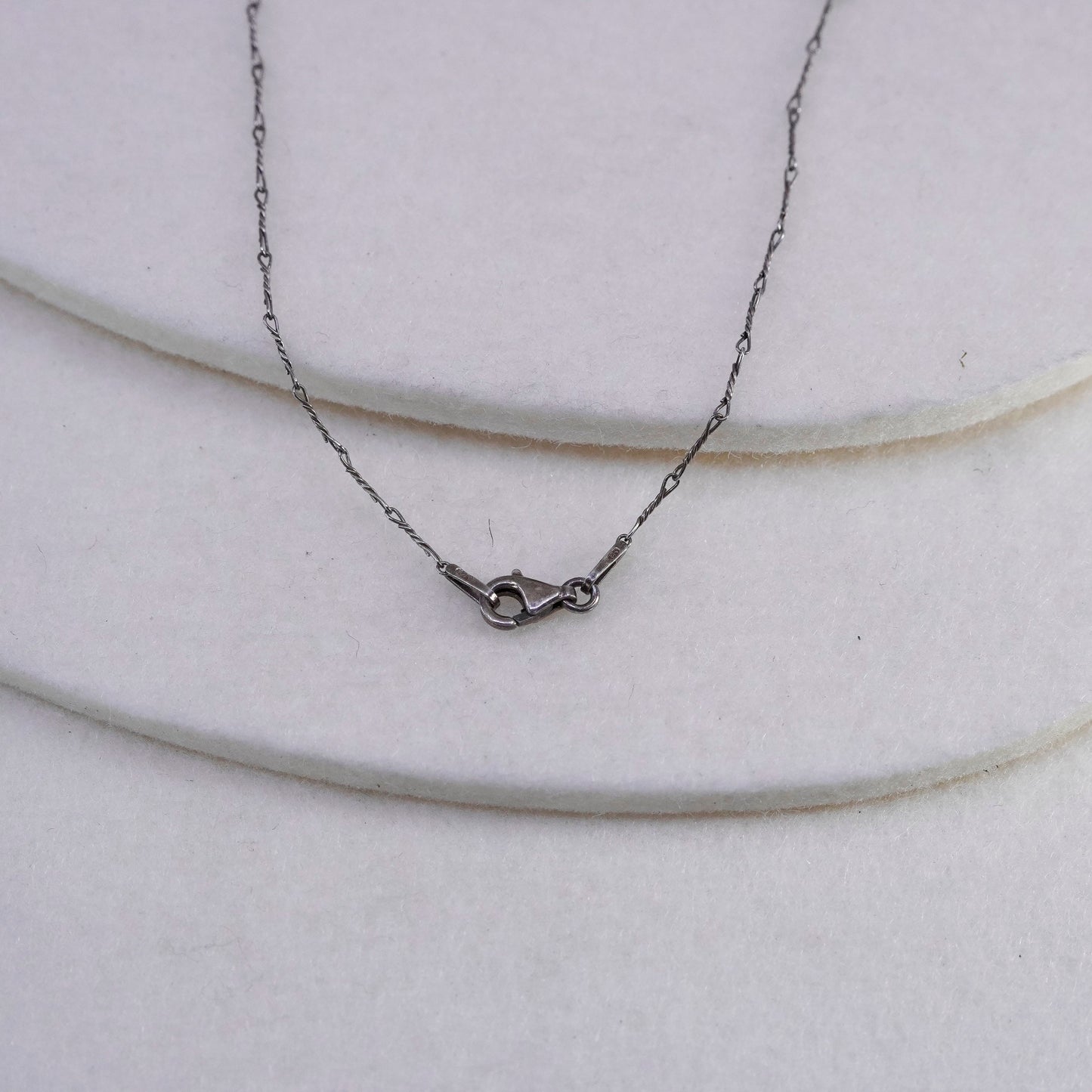16”, vintage Sterling 925 silver handmade bar necklace with circle cz pendant