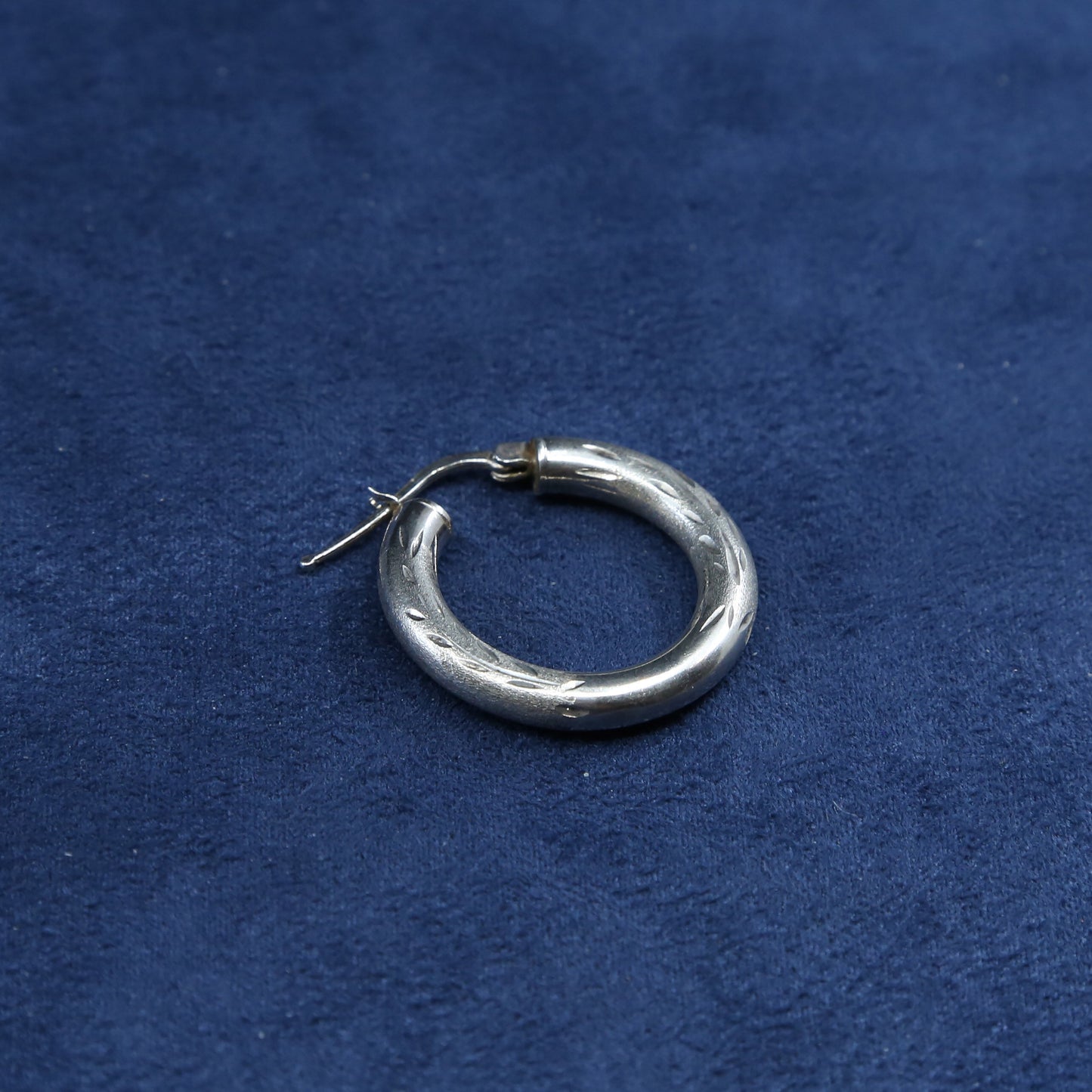 1", vtg Sterling silver handmade hoop earrings, 925 textured huggie
