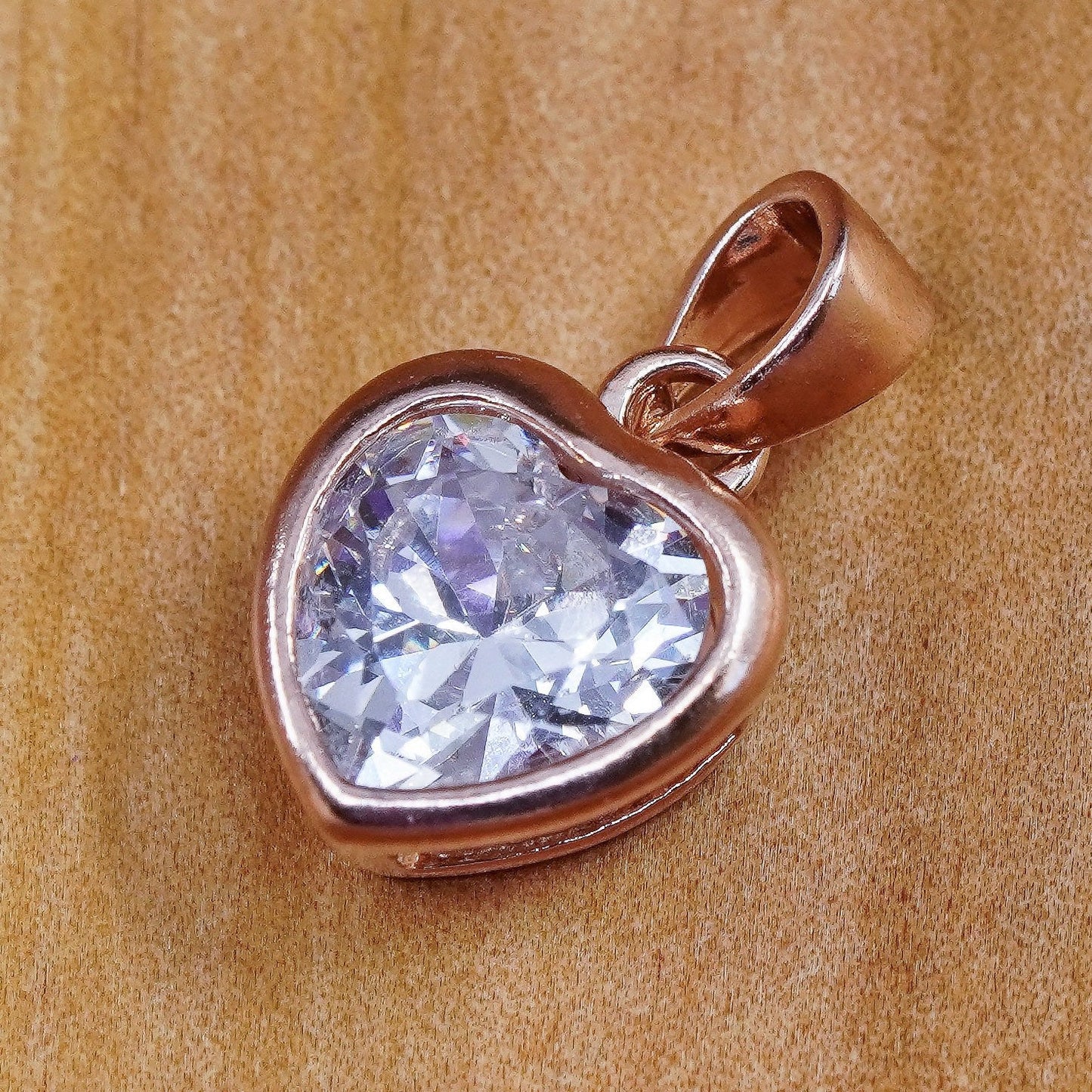 Vintage rose gold over Sterling 925 silver pendant with crystal