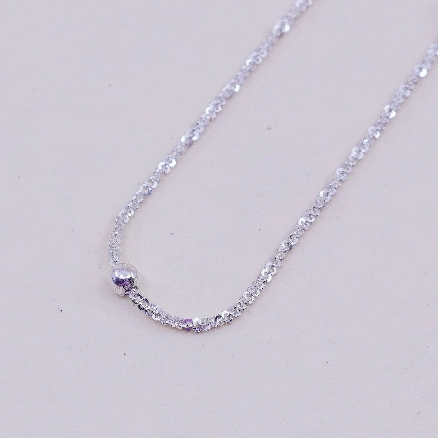20”, 2mm, Vintage sterling silver Italy 925 twisted chain with beads, necklace