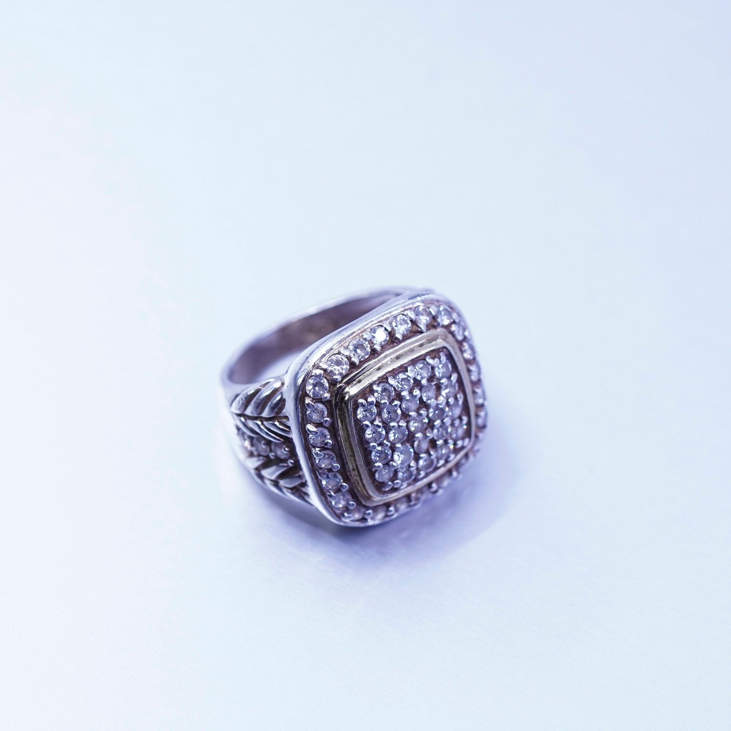 Size 7.25, vintage vermeil gold over Sterling 925 silver ring with cluster Cz