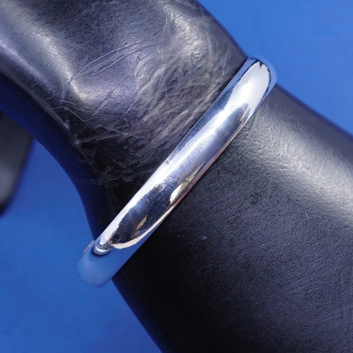 6.5", vtg sterling silver handmade bracelet, modern 925 cuff, stamped 925