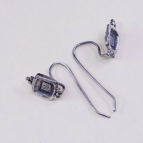 Vtg ATI Sterling 925 Silver Handmade Filigree Square Shaped Earrings