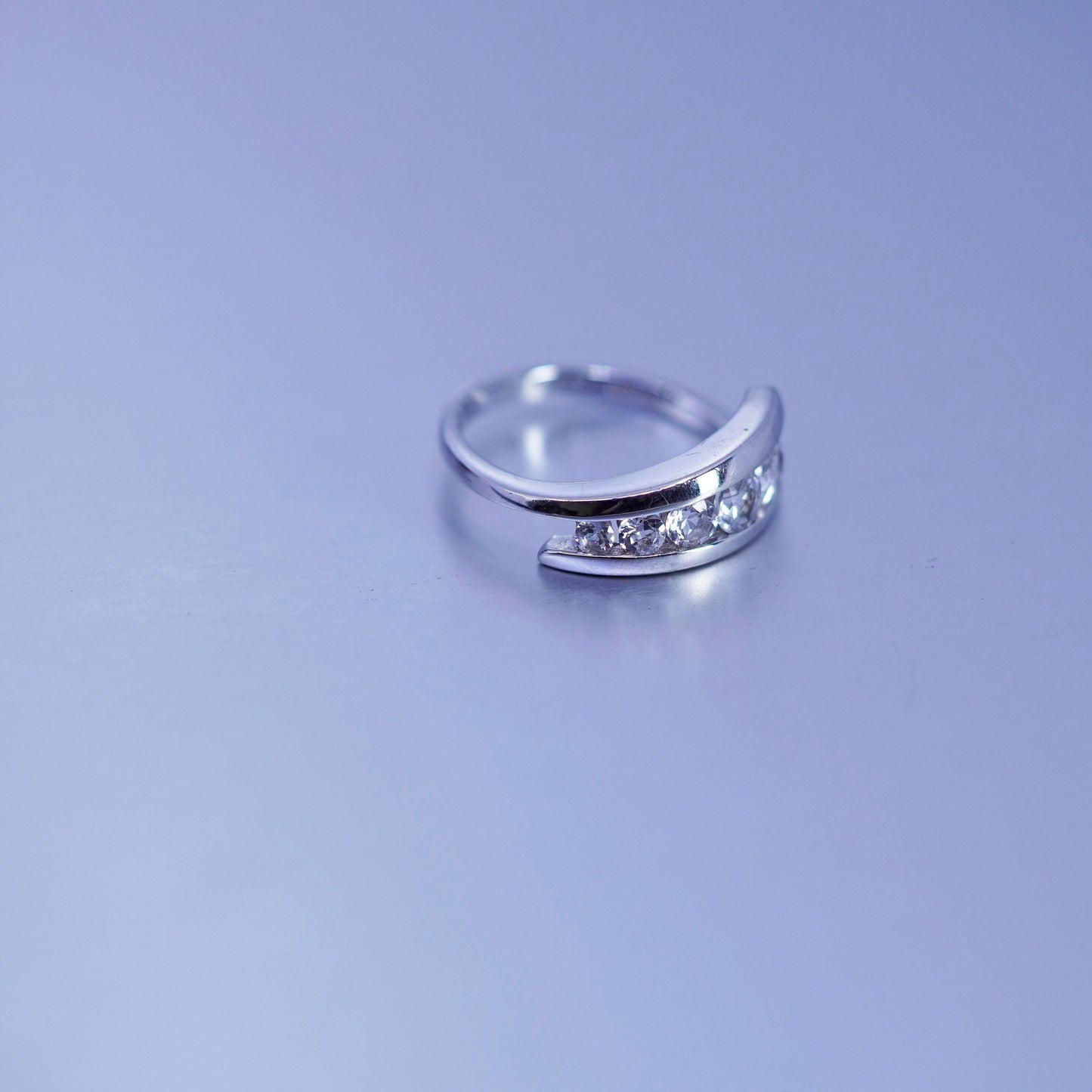 Size 8.25, vintage Sterling 925 silver handmade engagement ring with Cz