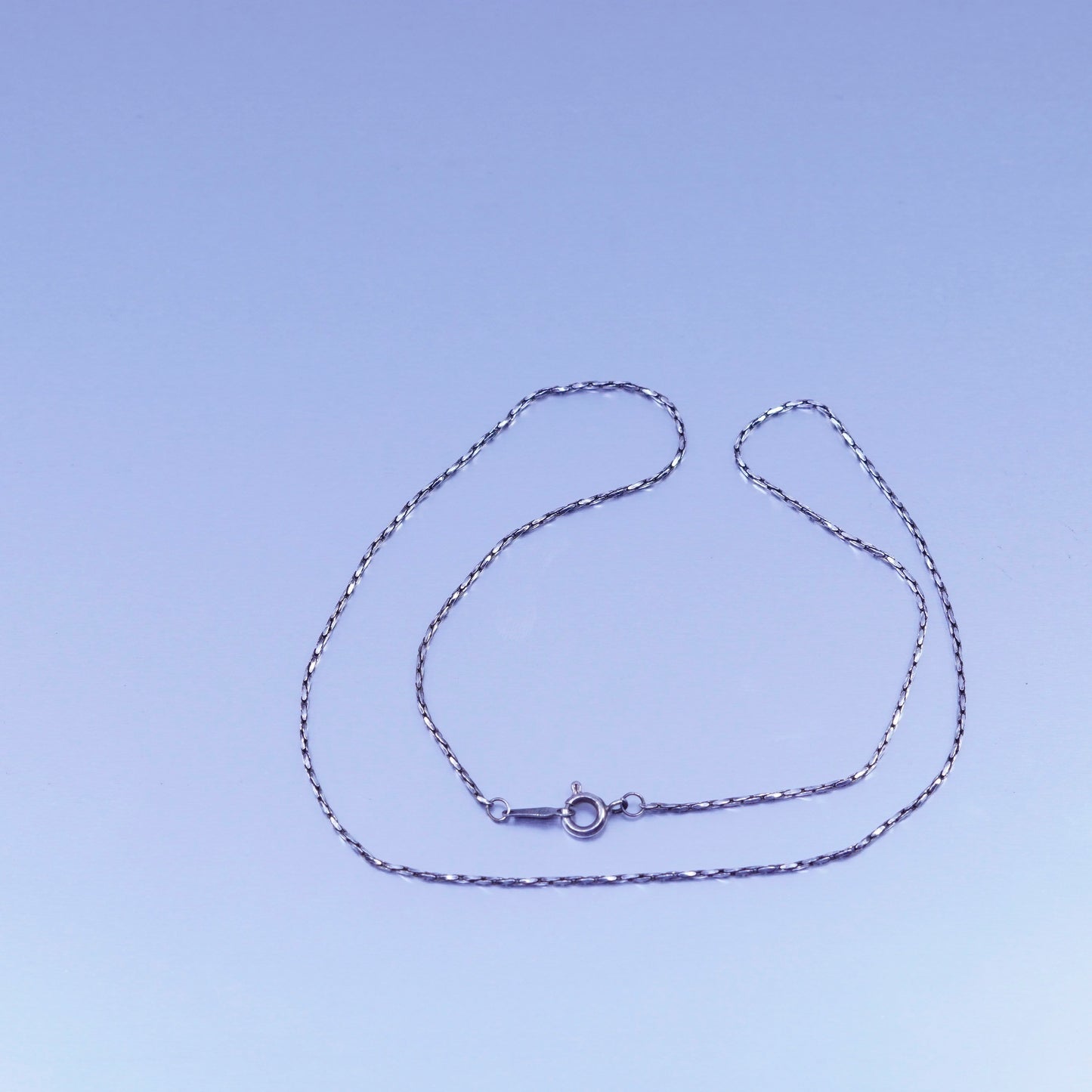 18” 1mm, vintage Italy Sterling 925 silver wavy fancy chain necklace
