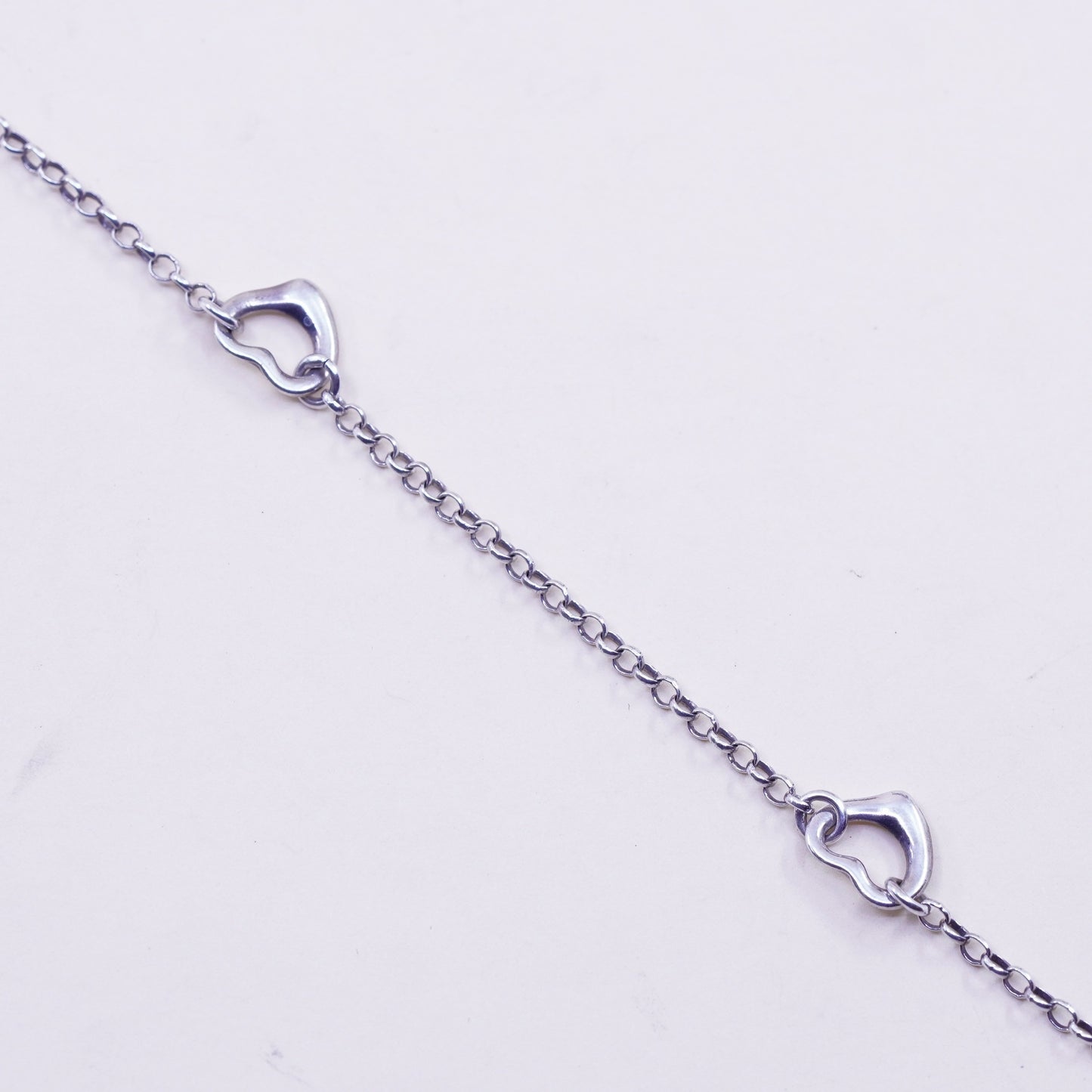 10.5”, Italy sterling silver anklet bracelet, 925 circle chain with heart charm
