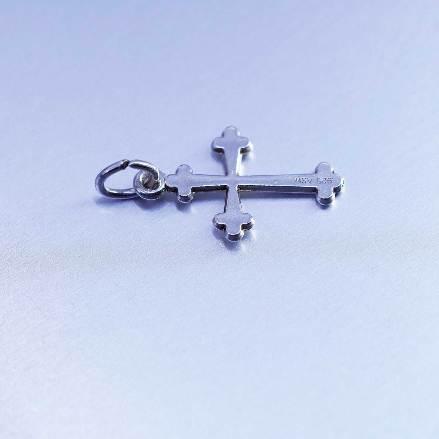 Vintage sterling 925 silver handmade cross charm pendant