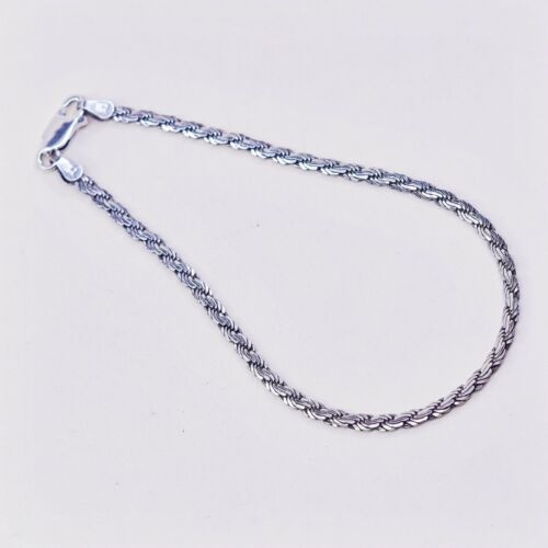8”, 4mm, Sterling Silver Handmade Flatten Nugget Bracelet, Stamped 925 Italy