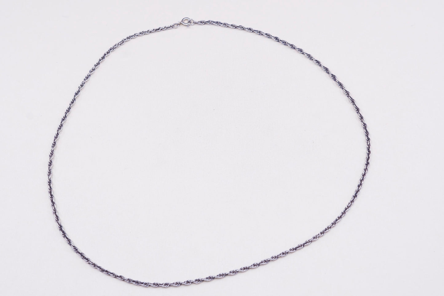 18”, vtg Sterling silver necklace, Italy 925 silver Singapore rope chain