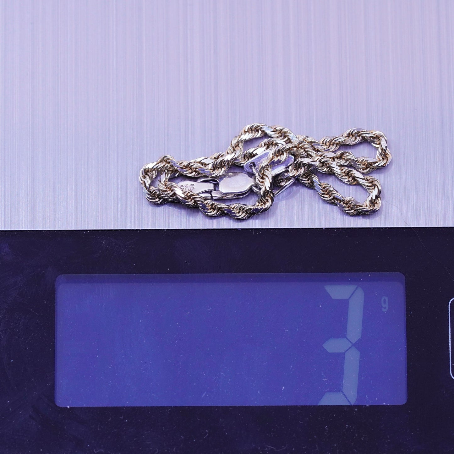 7”, vermeil gold 1/10 14K yellow gold sterling 925 silver Canada rope bracelet