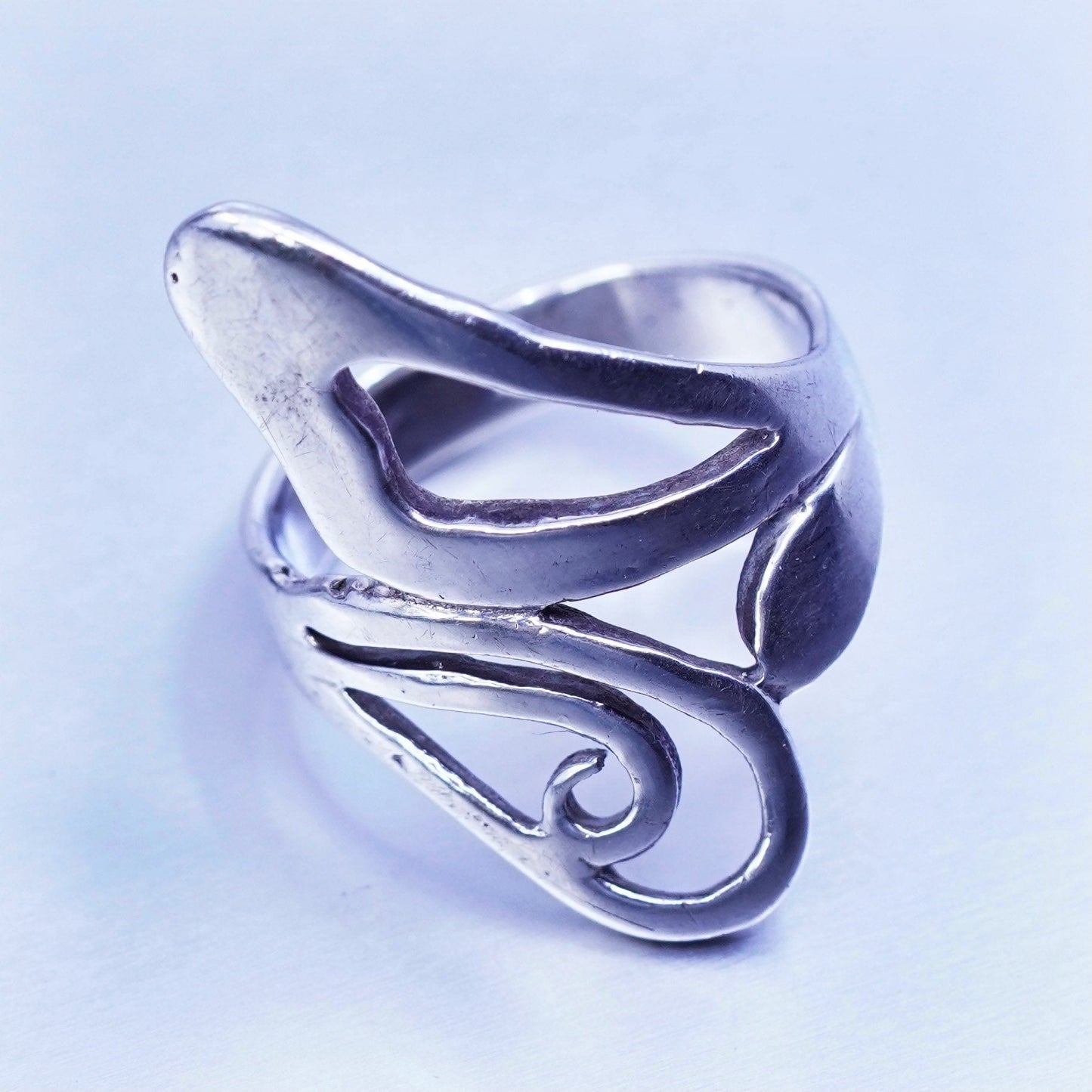 Size 7, vintage Sterling 925 silver handmade ring, modern multi band