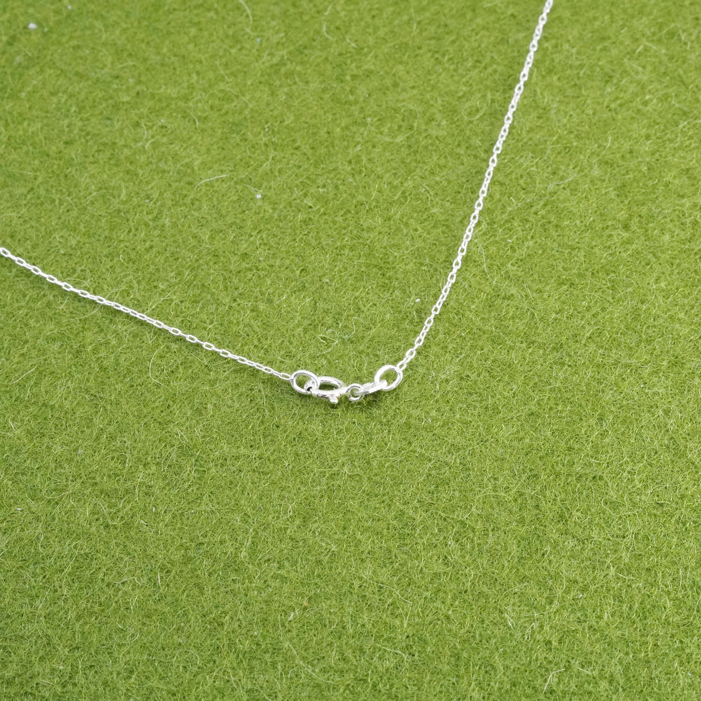 18”, Sterling silver necklace, 925 circle chain with blue cz pendant
