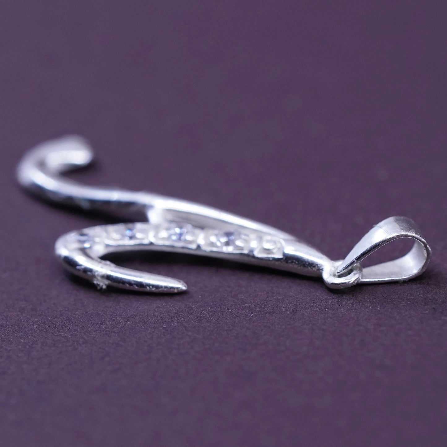 Vintage Sterling silver handmade initial A pendant, 925 charm with cz