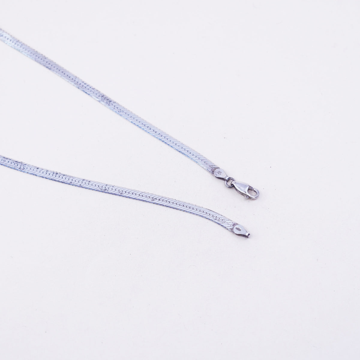 18” 4mm, Vintage Italy sterling silver necklace, bold 925 herringbone chain