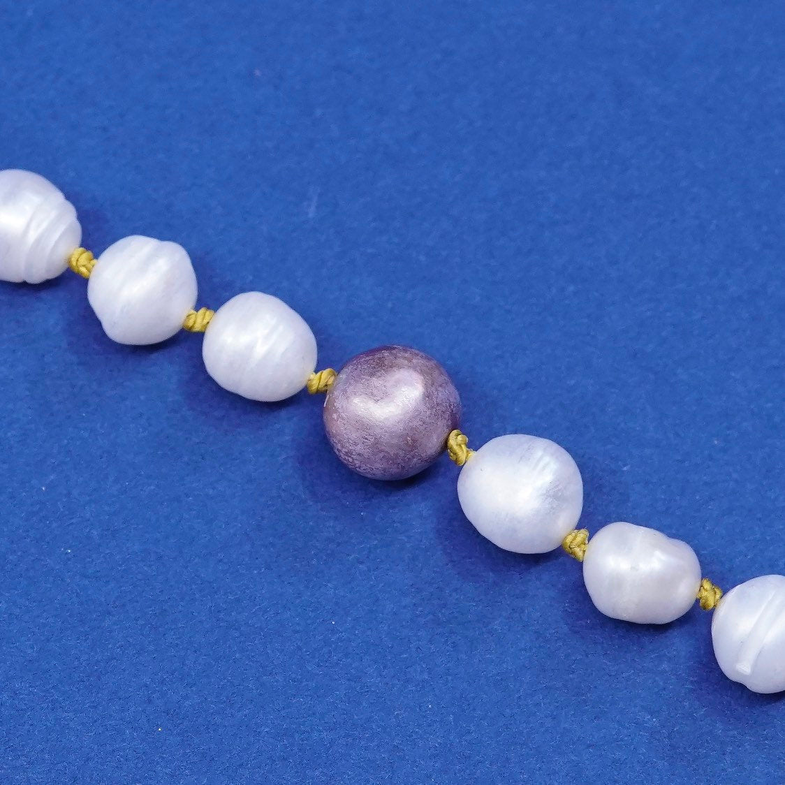 7", vtg sterling silver handmade bracelet, pearl w/ 925 toggle closure